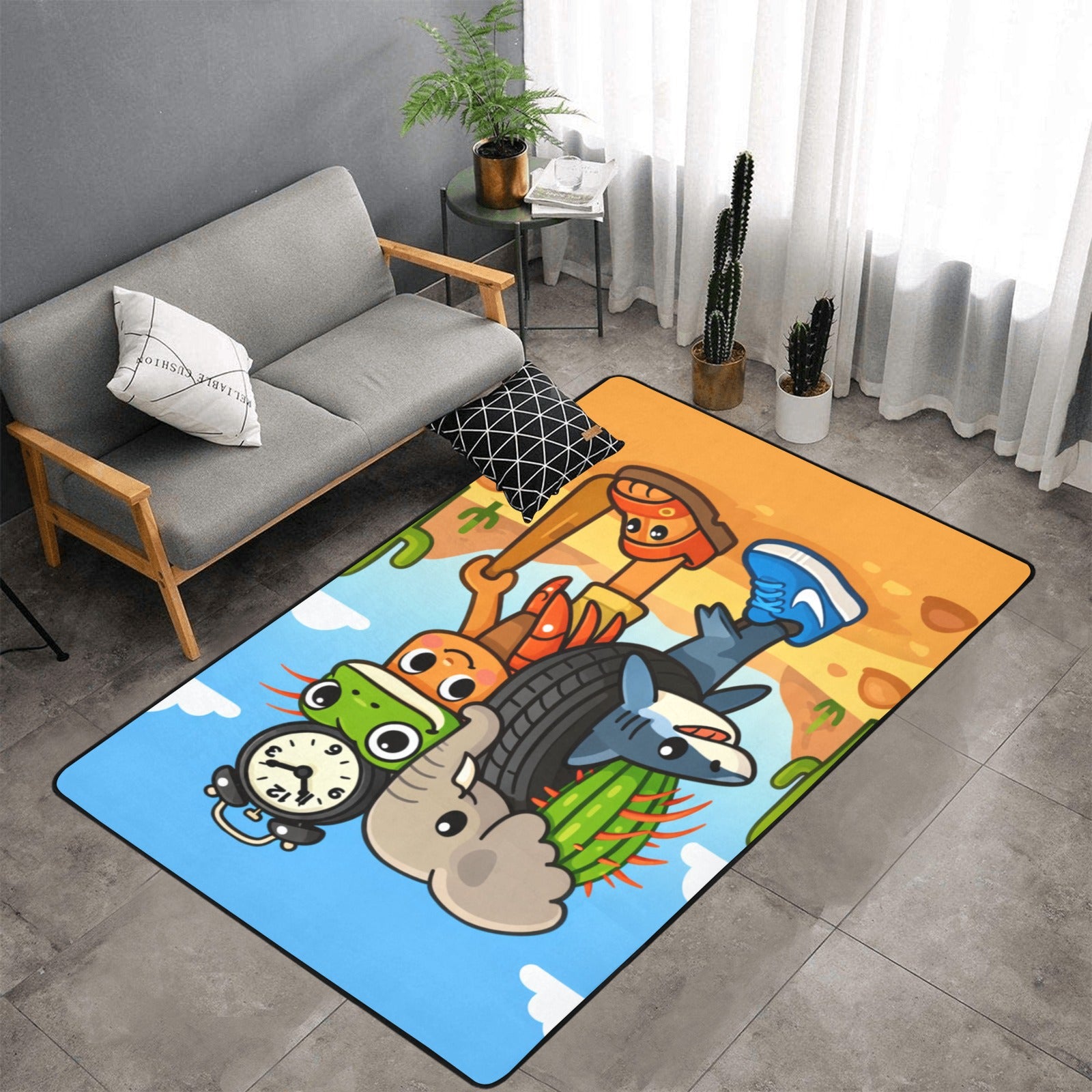 Gaming Room Area Rug | Italian Brainrot Themed | Kids Gamer Bedroom Mat | Cute La Grande Combinasion