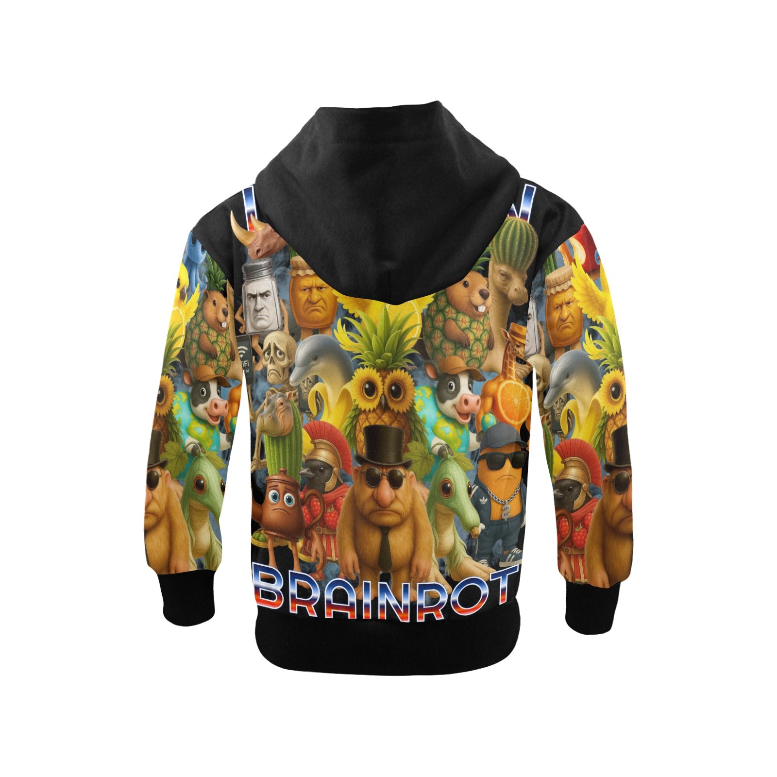 Italian Brainrot Big Boys’ Zip-Up Hoodie | Trendy Street Core Zip Hoodie for Kids | Youth Graphic Hoodie (Ages 8-15)