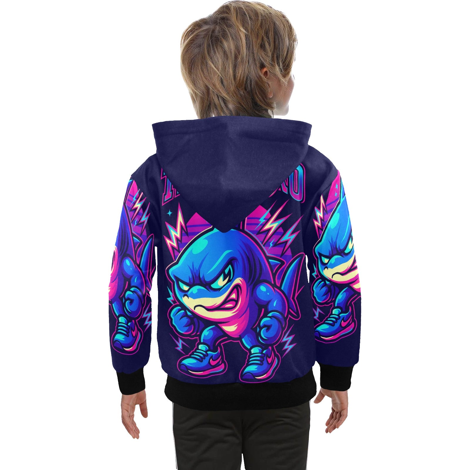 Italian Brainrot Big Boys’ Zip-Up Hoodie | Trendy Street Core Zip Hoodie for Kids | Youth Graphic Hoodie | Tralalero Tralala