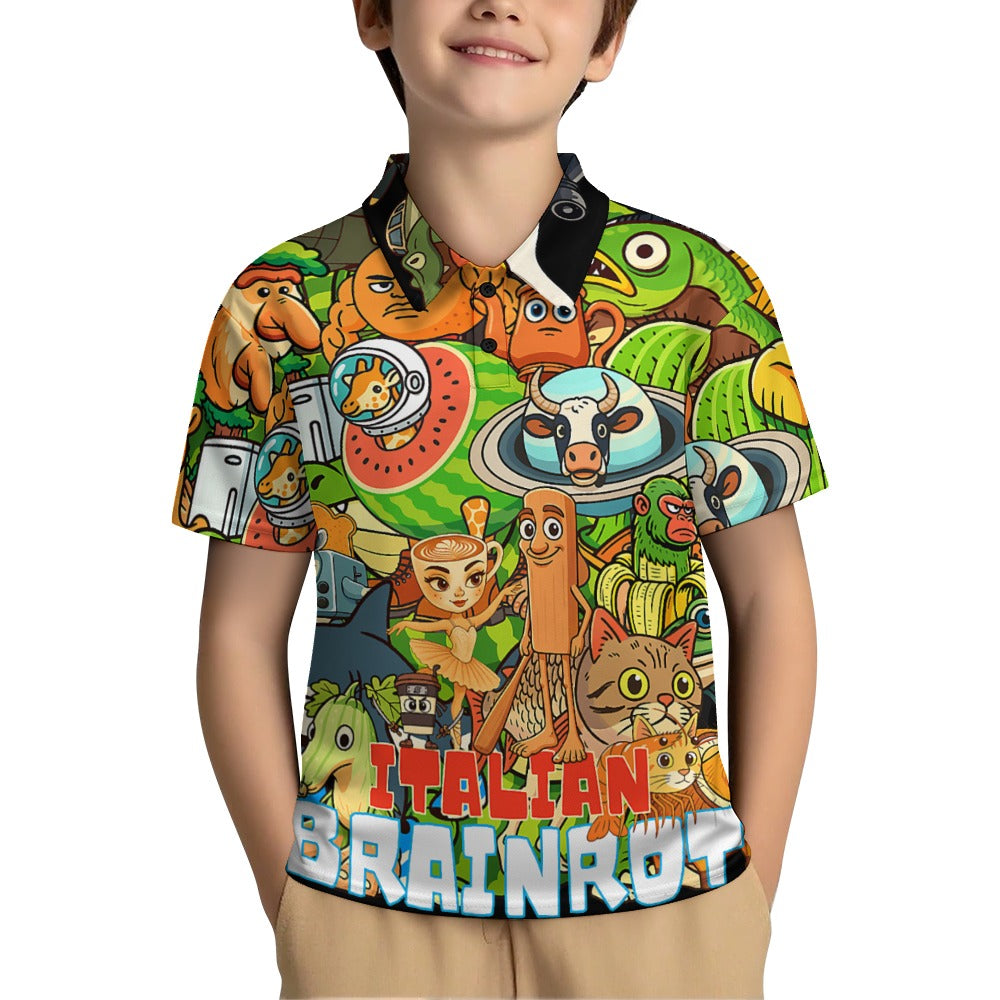 Kids Polo Buttoned Shirt | Italian Brainrot Design | All Ages