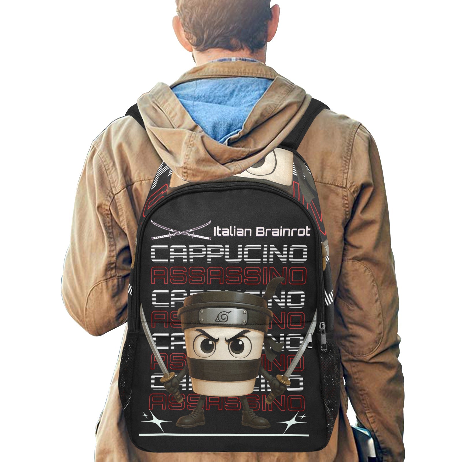 Italian Brainrot Kids Backpack | Trendy Youth Streetcore, featuring Cappuccino Assassino