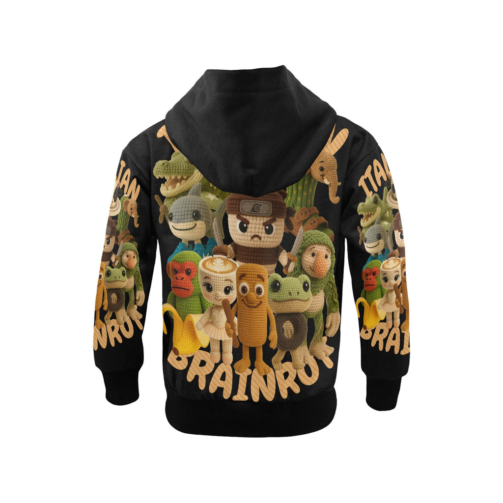 Italian Brainrot Big Boys’ Zip-Up Hoodie | Trendy Street Core Zip Hoodie for Kids | Youth Graphic Hoodie