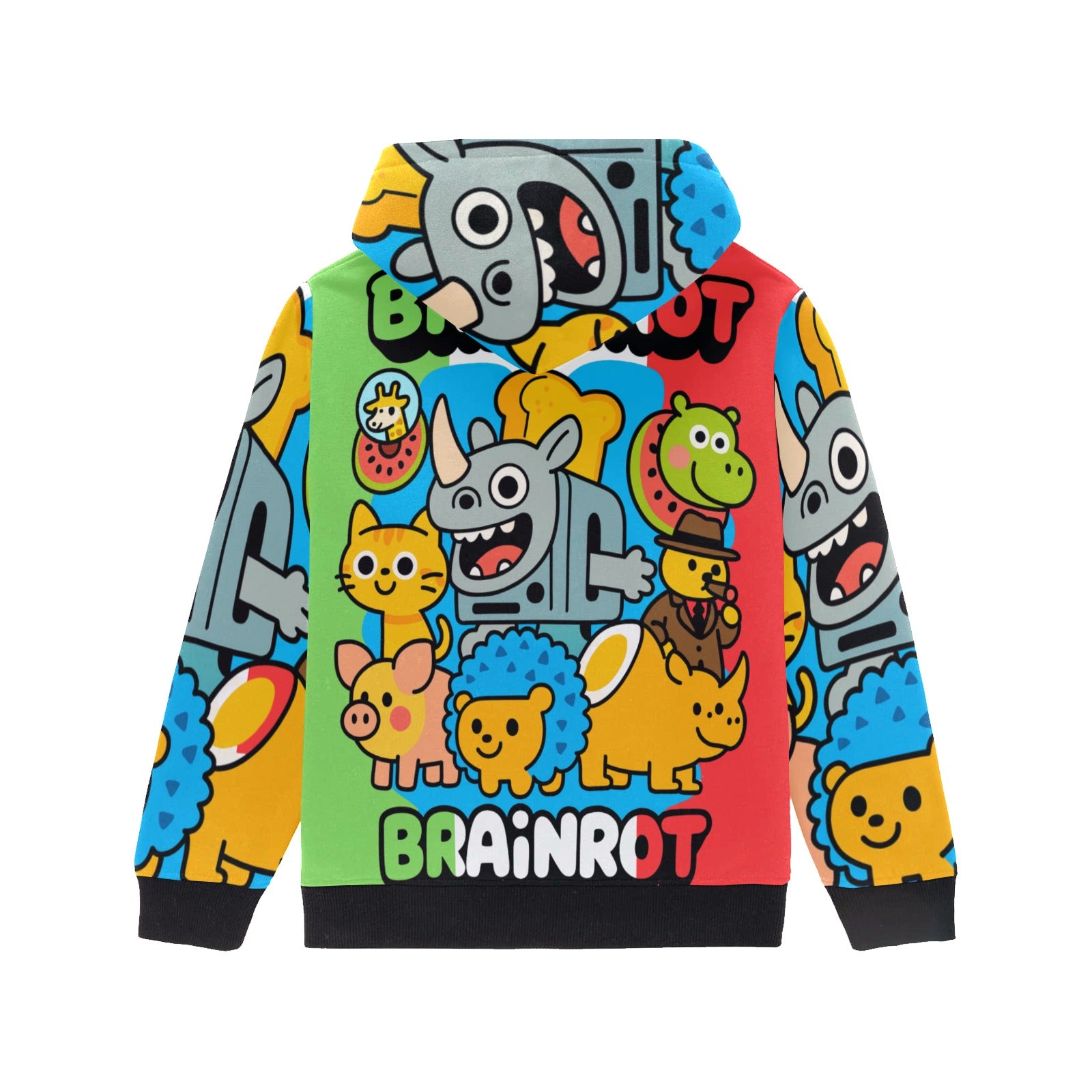 Youth Long Sleeve Hoodie | Italian Brainrot Cartoon Design