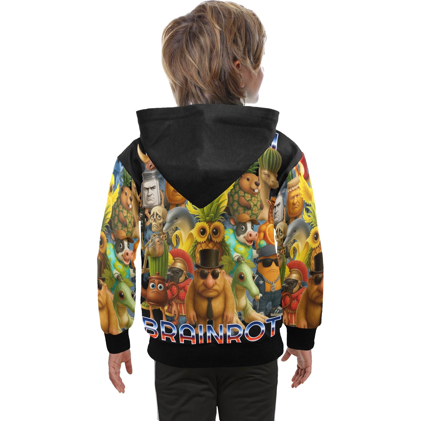 Italian Brainrot Big Boys’ Zip-Up Hoodie | Trendy Street Core Zip Hoodie for Kids | Youth Graphic Hoodie (Ages 8-15)