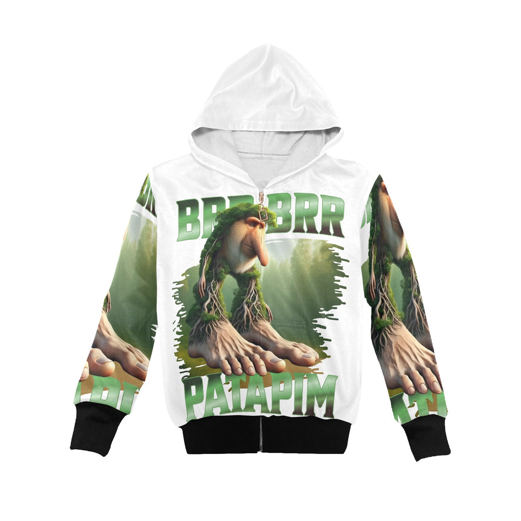 Italian Brainrot Big Boys’ Zip-Up Hoodie | Trendy Street Core Zip Hoodie for Kids | Youth Graphic Hoodie | Brr Brr Patapim