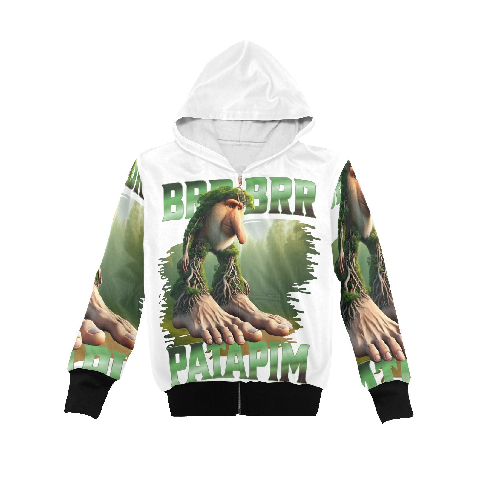 Italian Brainrot Big Boys’ Zip-Up Hoodie | Trendy Street Core Zip Hoodie for Kids | Youth Graphic Hoodie | Brr Brr Patapim