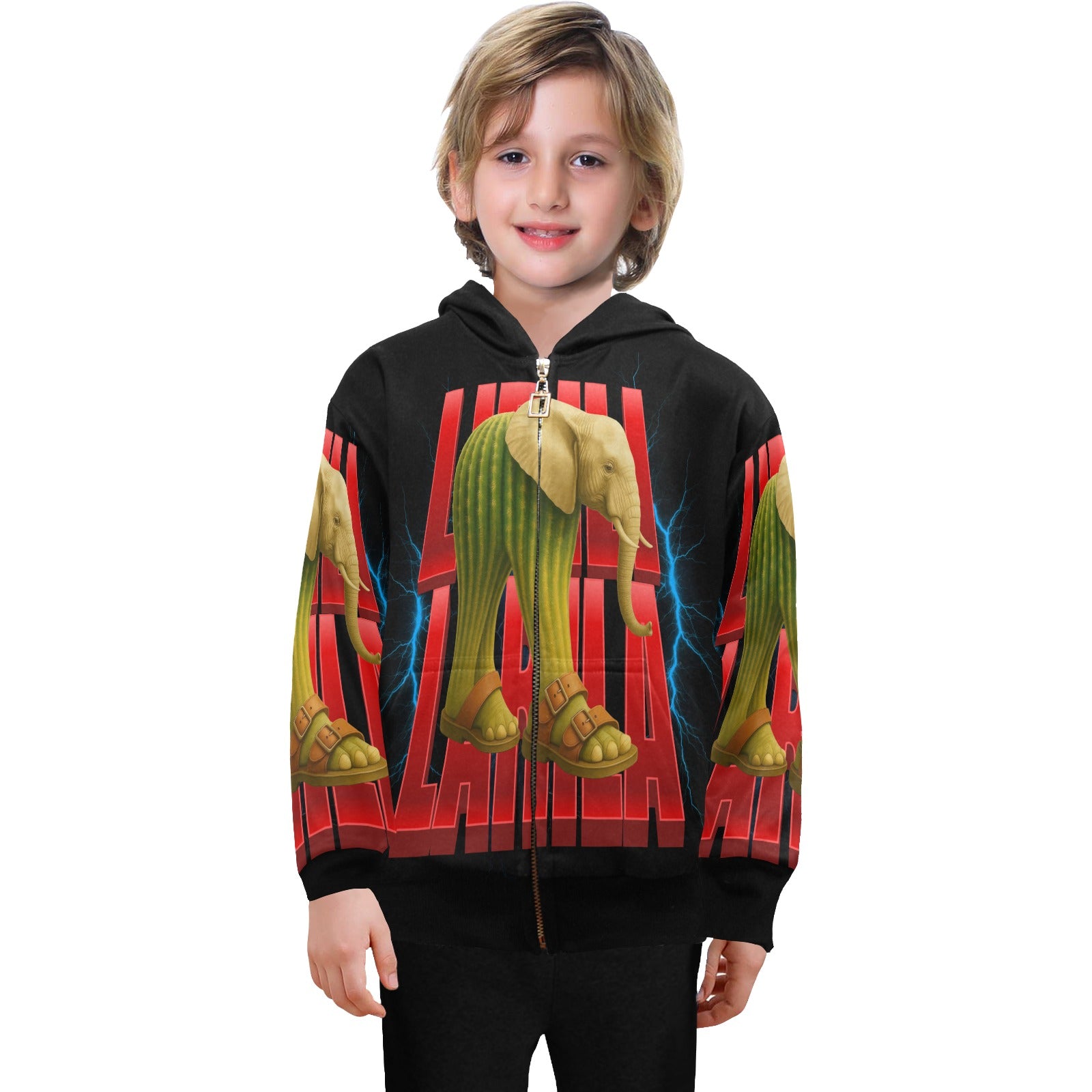 Italian Brainrot Big Boys’ Zip-Up Hoodie | Trendy Street Core Zip Hoodie for Kids | Youth Graphic Hoodie | Lirili Larila