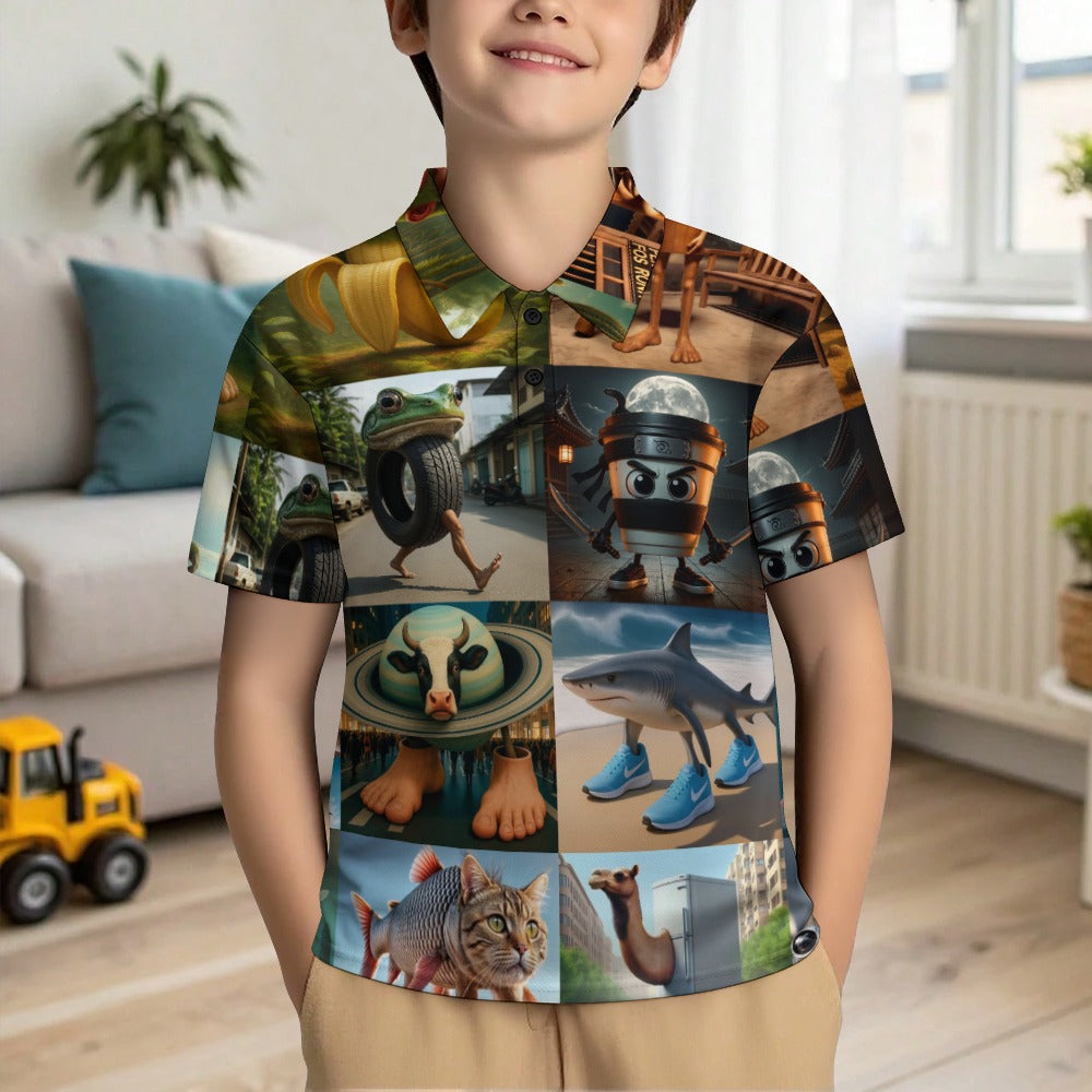 Polo Buttoned Shirt | Italian Brainrot Design | Ages 2+