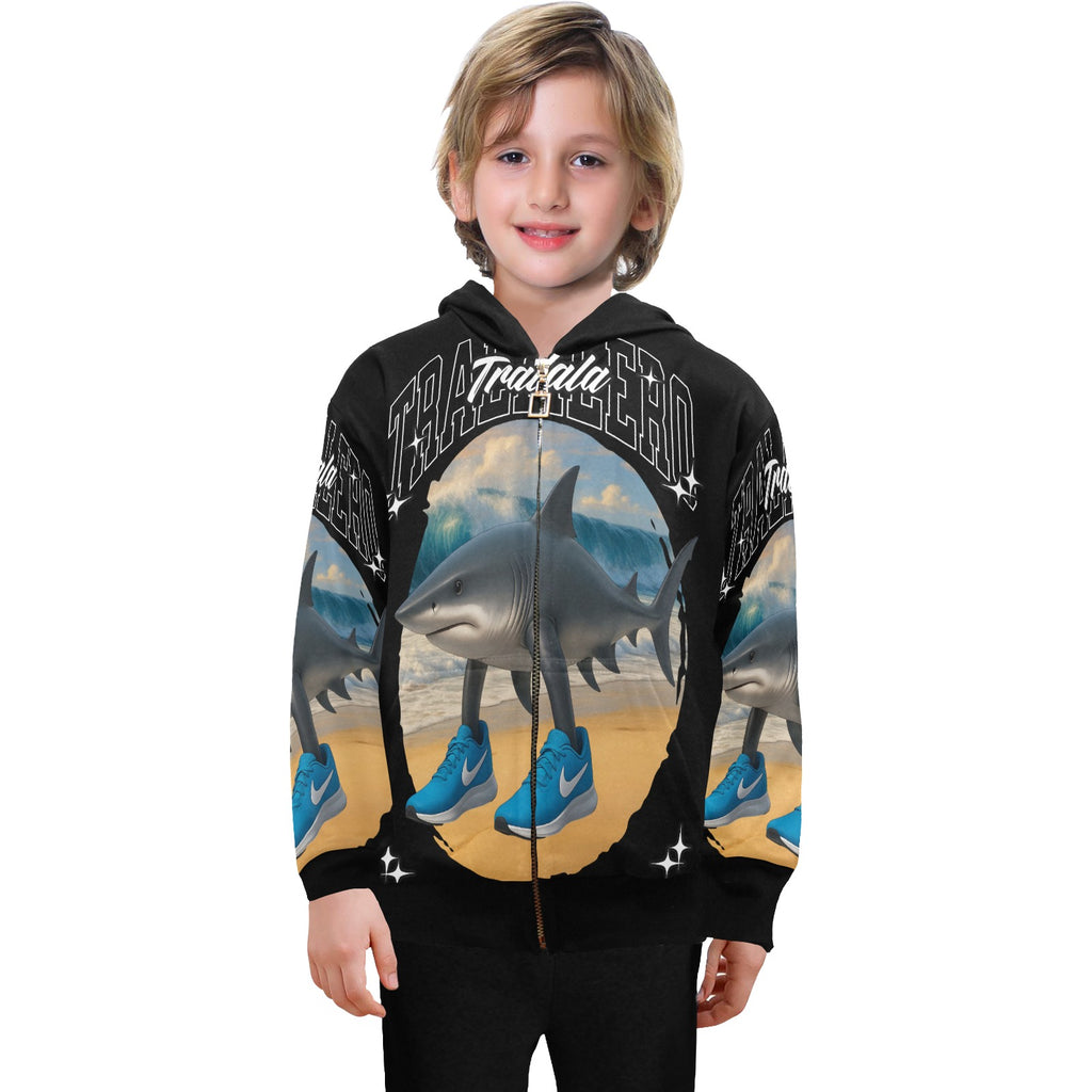 Italian Brainrot Big Boys’ Zip-Up Hoodie | Trendy Street Core Zip Hoodie for Kids | Youth Graphic Hoodie | Tralalero Tralala