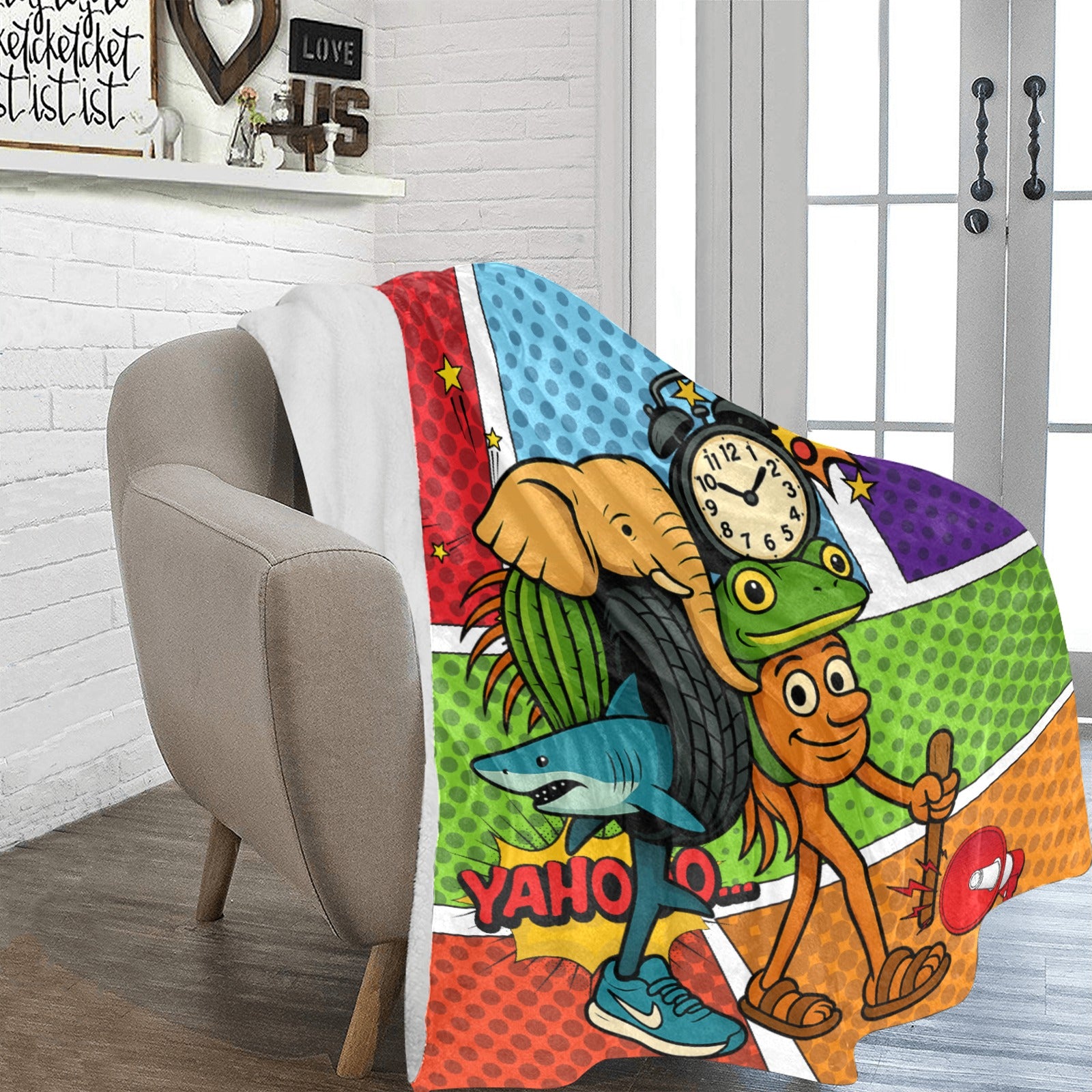Ultra-Soft Meme Blanket – Cozy Italian Brainrot Themed Fleece Throw, featuring comic style, La Grande Combinasion