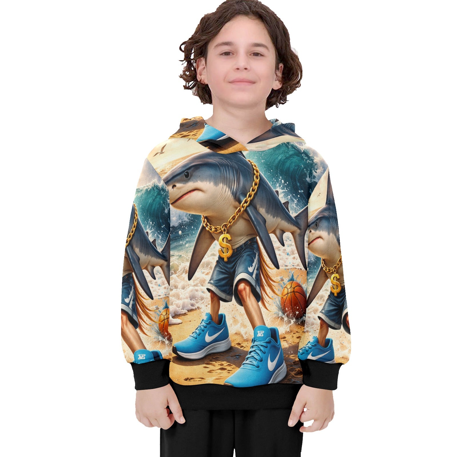 Youth Long Sleeve Hoodie | Italian Brainrot Design | Tralalero Tralala