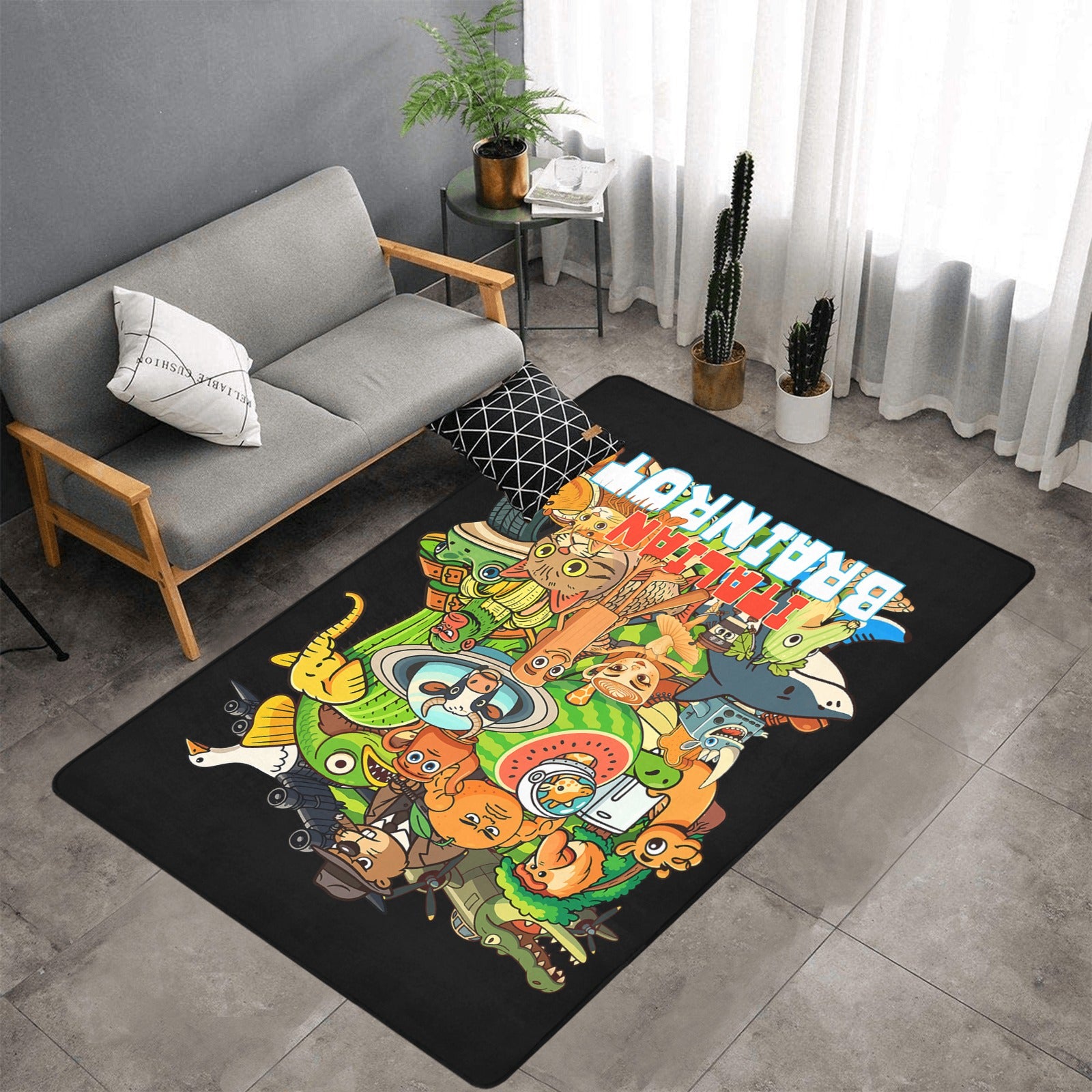Gaming Room Area Rug | Cartoon Italian Brainrot Themed | Youth Gamer Bedroom Mat