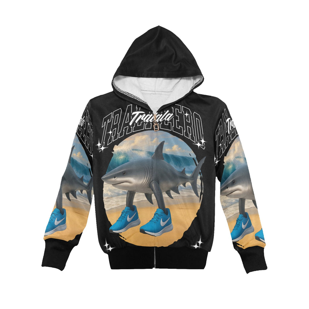 Italian Brainrot Big Boys’ Zip-Up Hoodie | Trendy Street Core Zip Hoodie for Kids | Youth Graphic Hoodie | Tralalero Tralala