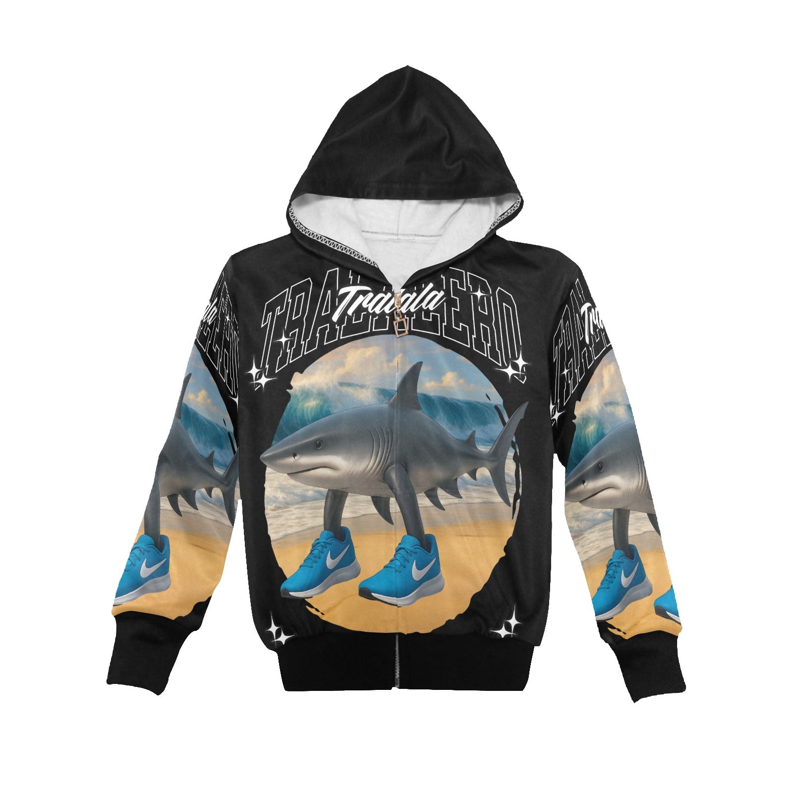 Italian Brainrot Big Boys’ Zip-Up Hoodie | Trendy Street Core Zip Hoodie for Kids | Youth Graphic Hoodie | Tralalero Tralala