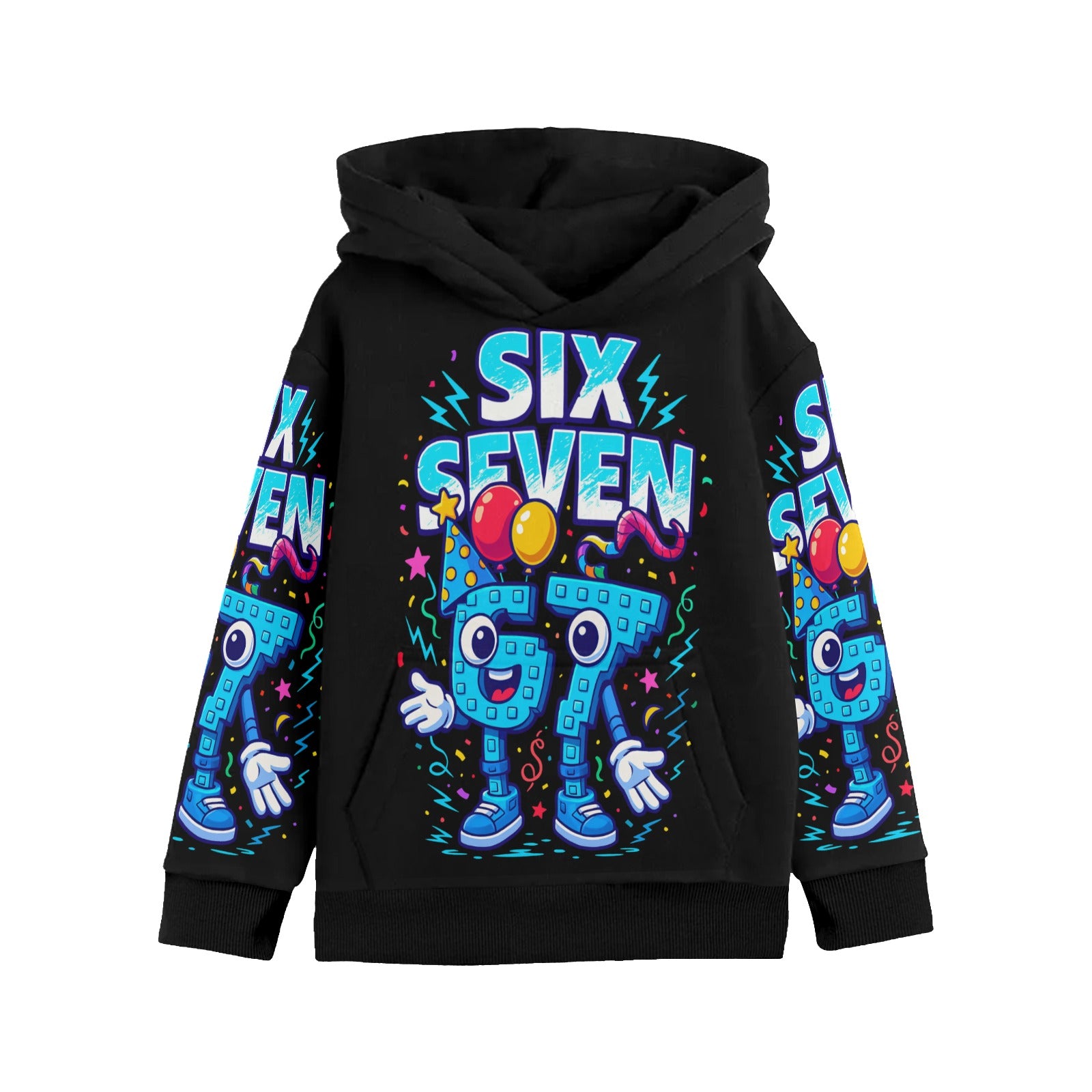 Youth Long Sleeve Hoodie | Viral Meme Core | Six Seven Meme Character | 6 7