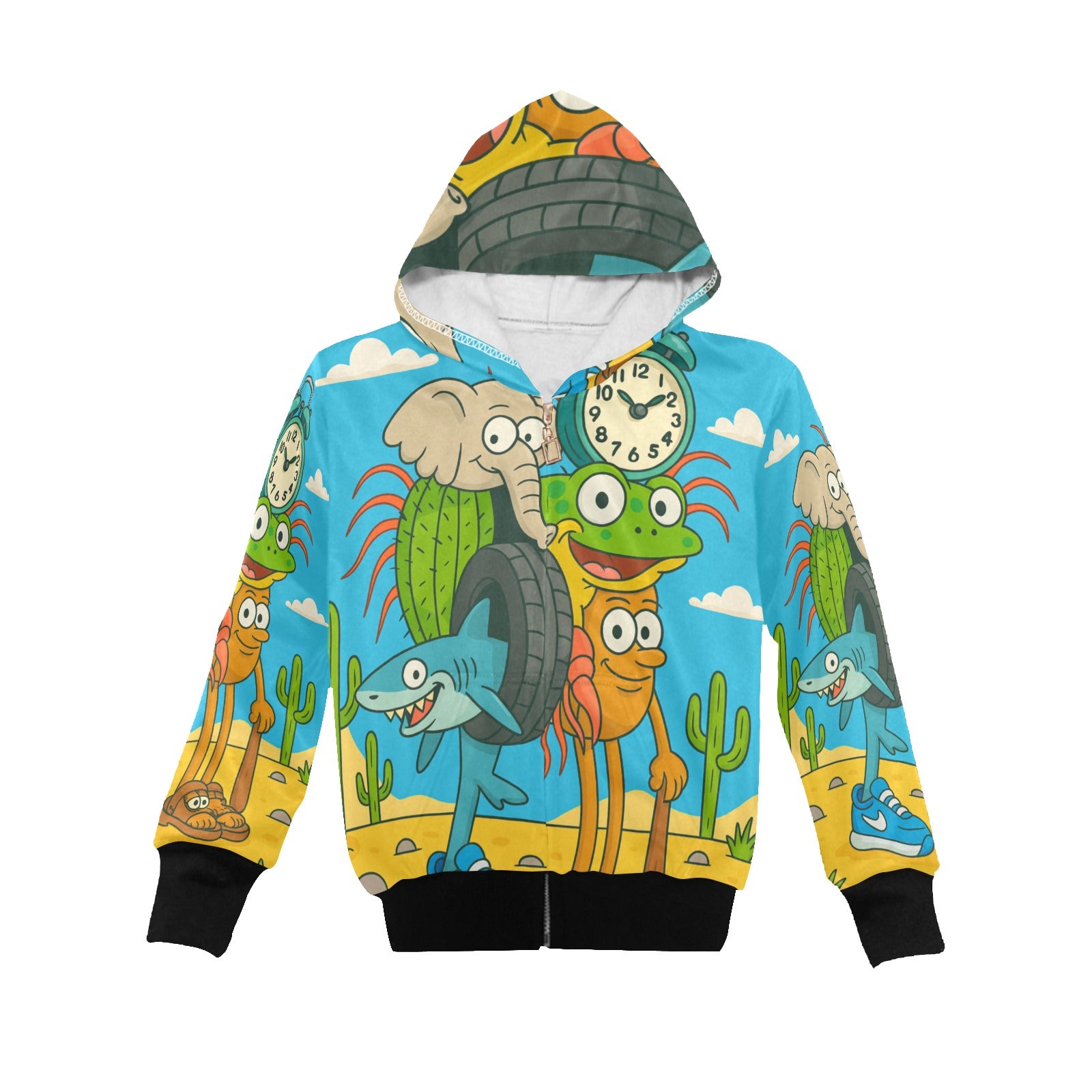 Italian Brainrot Big Boys’ Zip-Up Hoodie | Trendy Street Core Zip Hoodie for Kids | Youth Graphic Hoodie