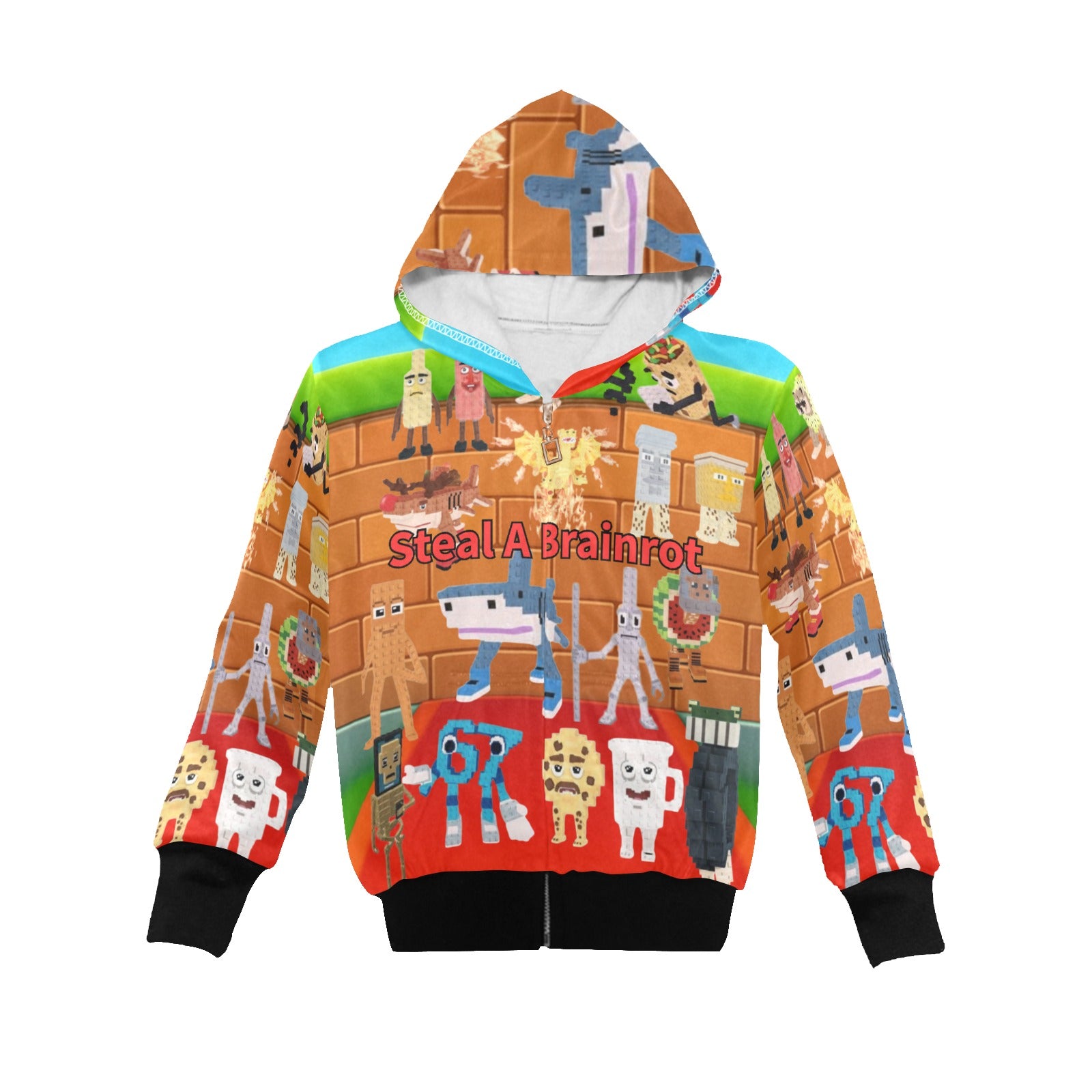 Little Boys Zip-Up Hoodie (Ages 2–7) | Steal a Brainrot Design