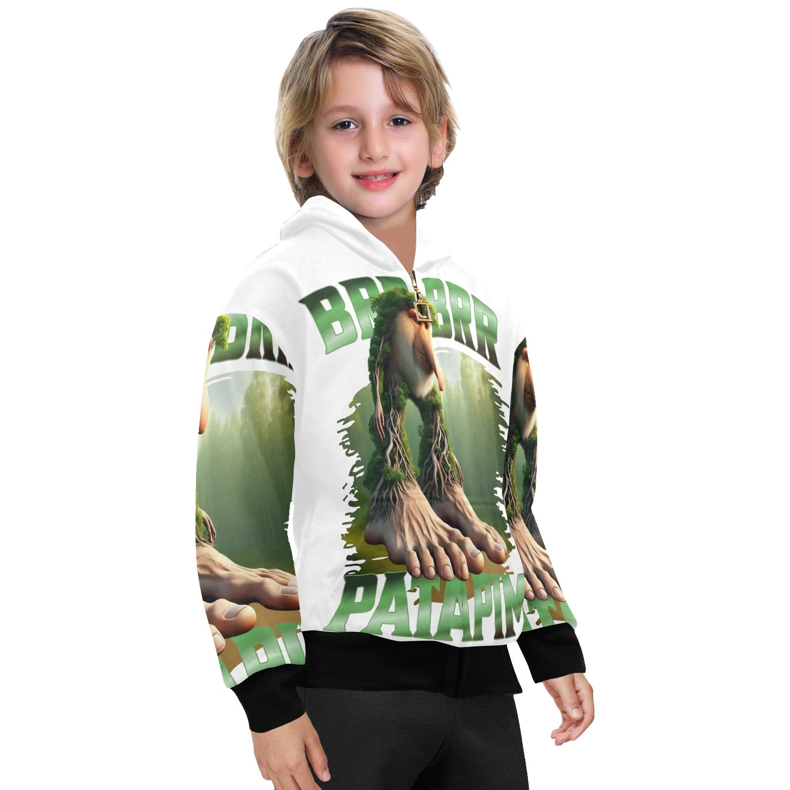 Italian Brainrot Big Boys’ Zip-Up Hoodie | Trendy Street Core Zip Hoodie for Kids | Youth Graphic Hoodie | Brr Brr Patapim