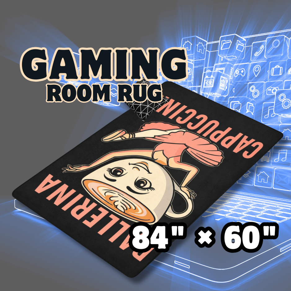 Gaming Room Area Rug | Italian Brainrot Themed | Youth Gamer Bedroom Mat | Ballerina Cappuccina