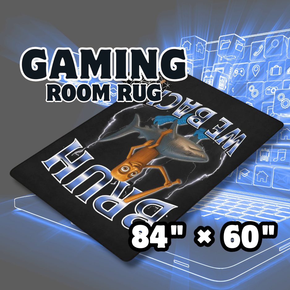 Gaming Room Area Rug | Italian Brainrot Themed | Youth Gamer Bedroom Mat | Bruh We Back Design