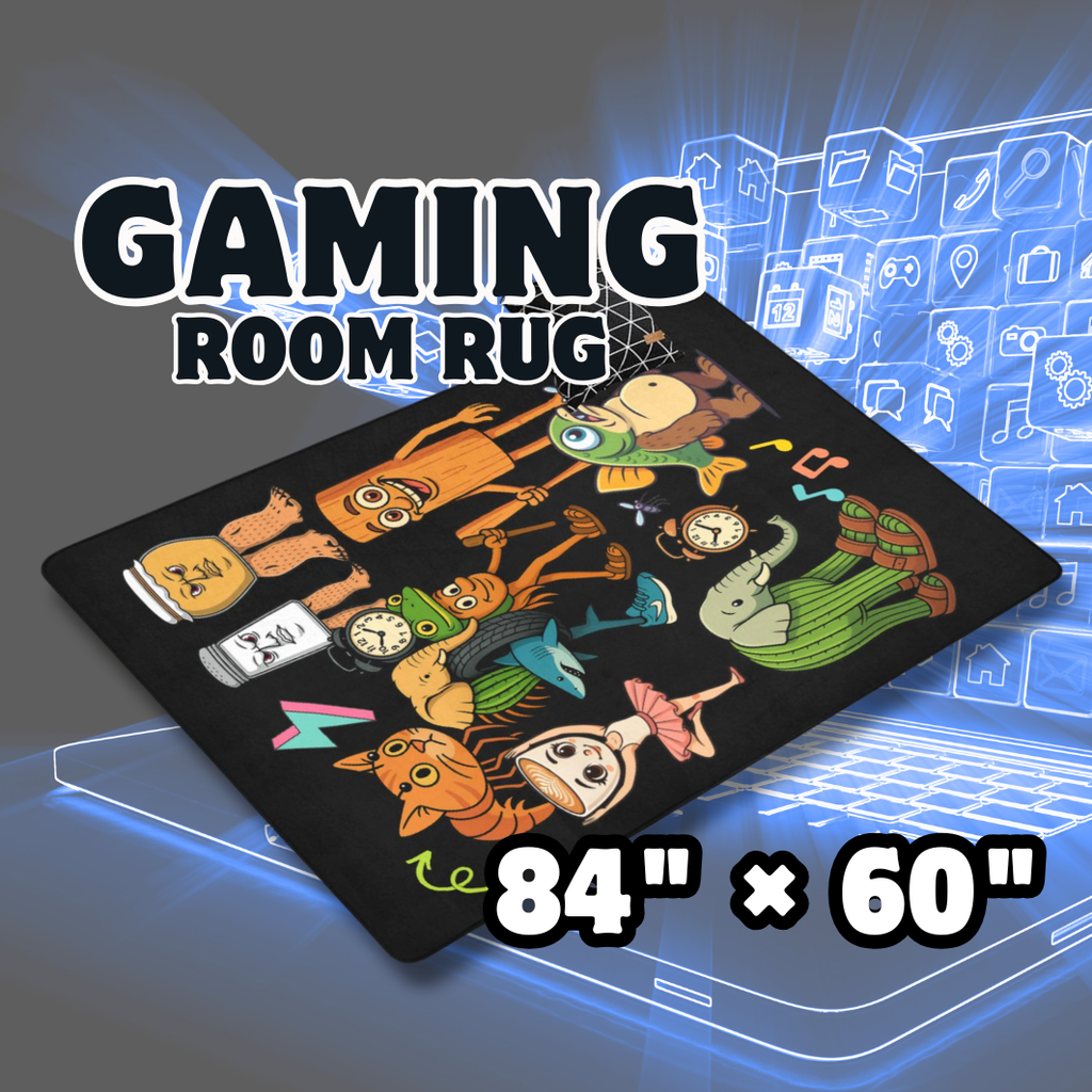 Gaming Room Area Rug | Cartoon Italian Brainrot Themed | Kids Gamer Bedroom Mat