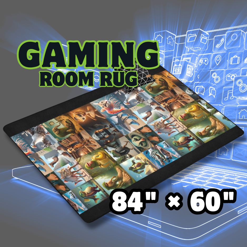 Gaming Room Area Rug | Italian Brainrot Themed | Youth Gamer Bedroom Mat