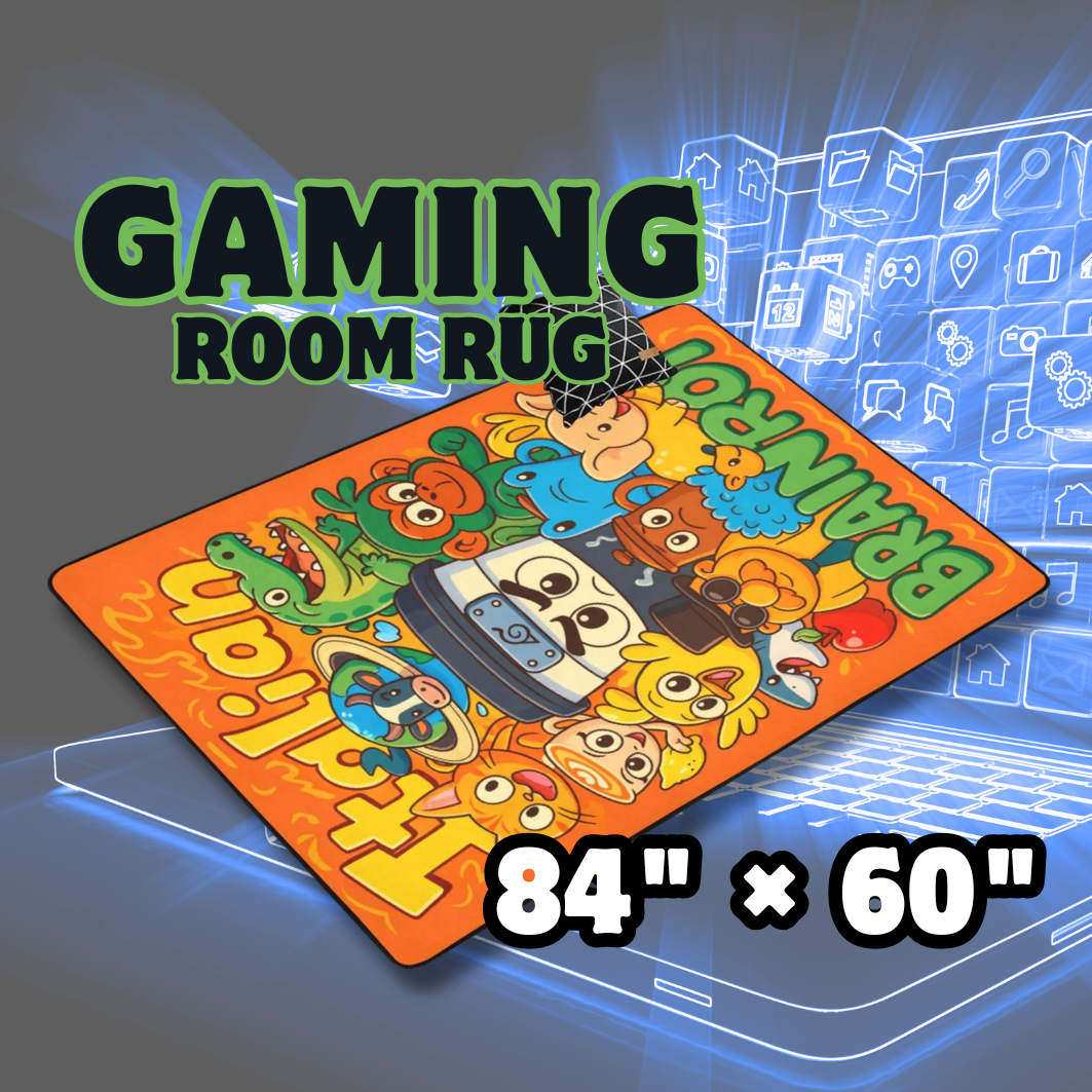 Gaming Room Area Rug | Italian Brainrot Cartoon Themed | Kids Gamer Bedroom Mat