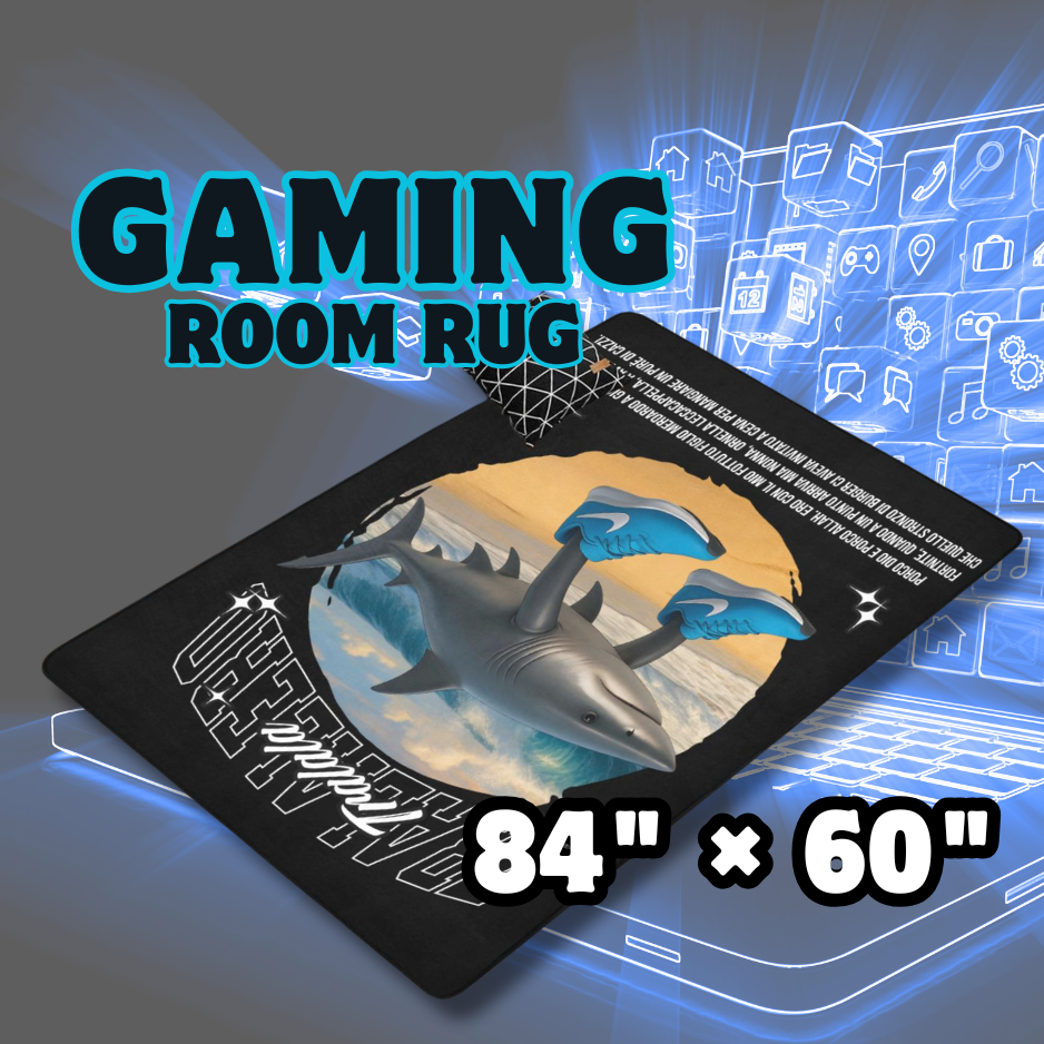 Gaming Room Area Rug | Italian Brainrot Themed | Youth Gamer Bedroom Mat | Tralalero Tralala