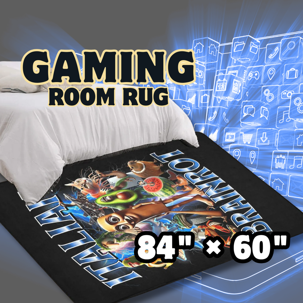 Gaming Room Area Rug | Italian Brainrot Themed | Youth Gamer Bedroom Mat