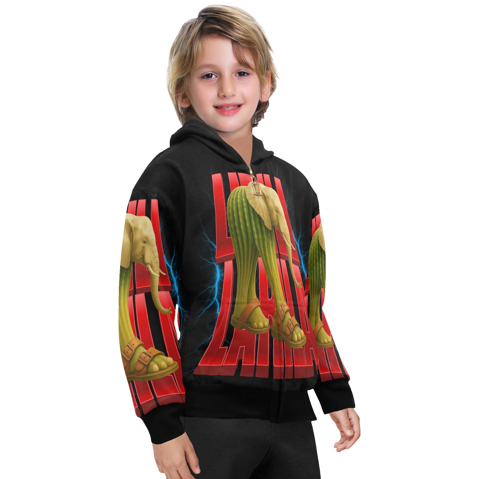 Italian Brainrot Big Boys’ Zip-Up Hoodie | Trendy Street Core Zip Hoodie for Kids | Youth Graphic Hoodie | Lirili Larila