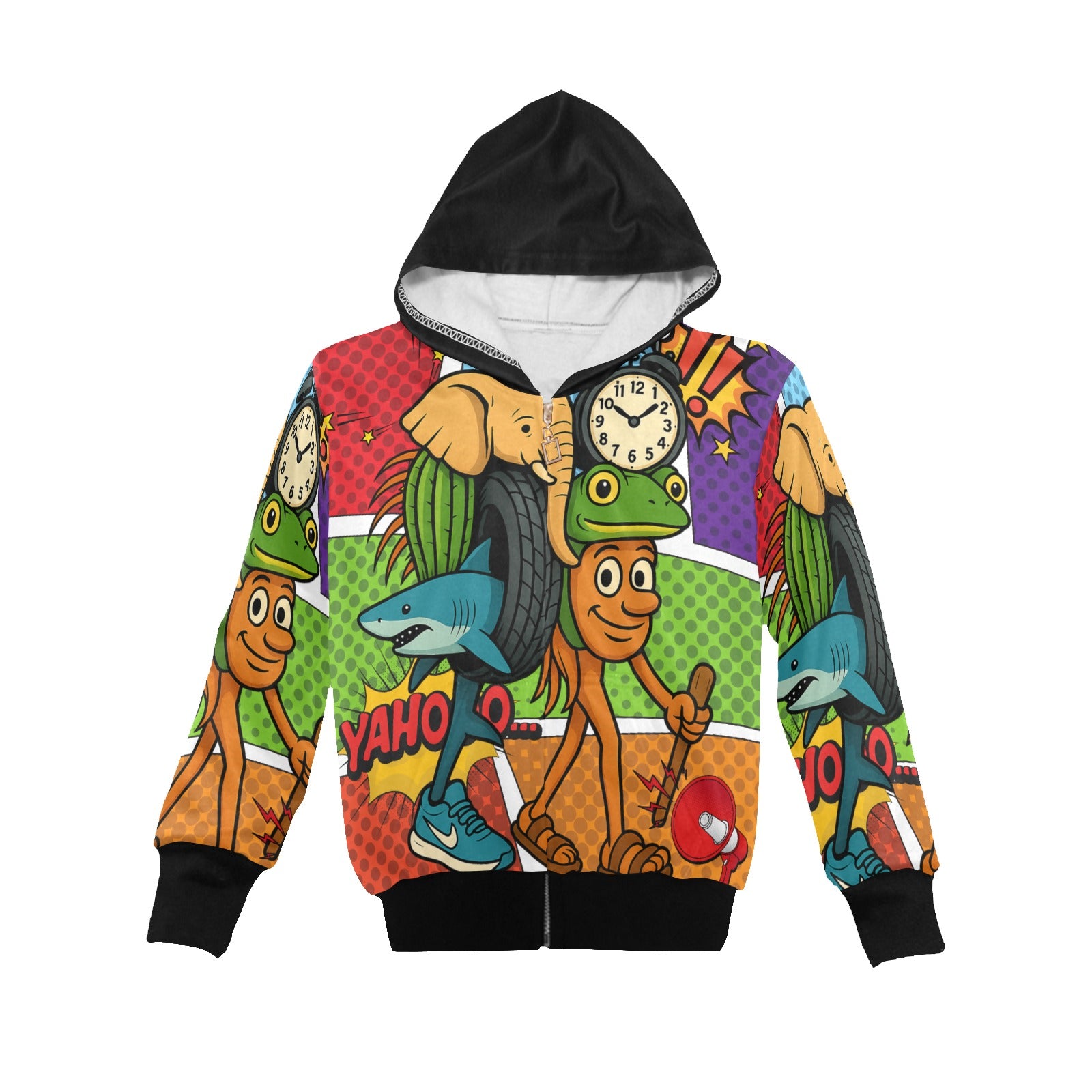 Italian Brainrot Big Boys’ Zip-Up Hoodie | Comic La Grande Combinasion  Zip Hoodie for Kids | Youth Graphic Hoodie