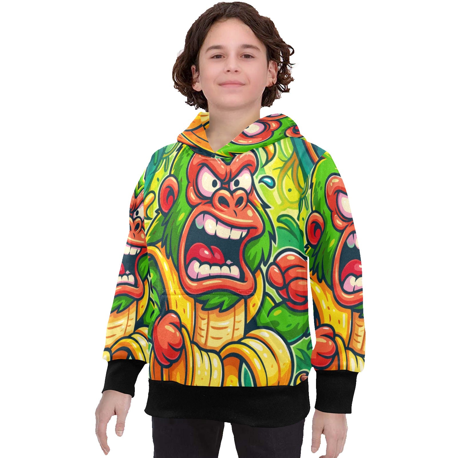 Youth Long Sleeve Hoodie | Italian Brainrot Design | Chimpanzini Bananini