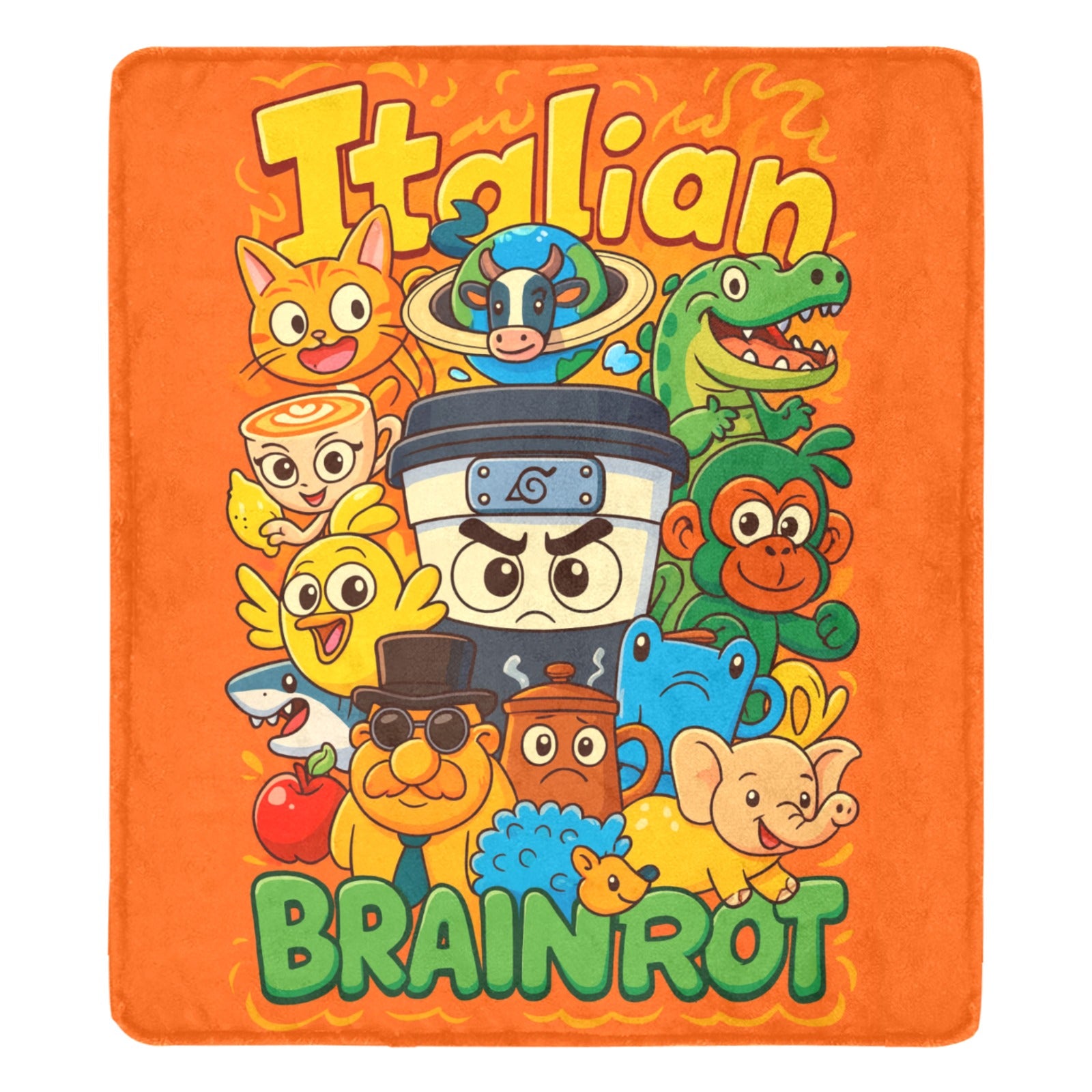 Ultra-Soft Meme Blanket – Cozy Cartoon Italian Brainrot Themed Fleece Throw
