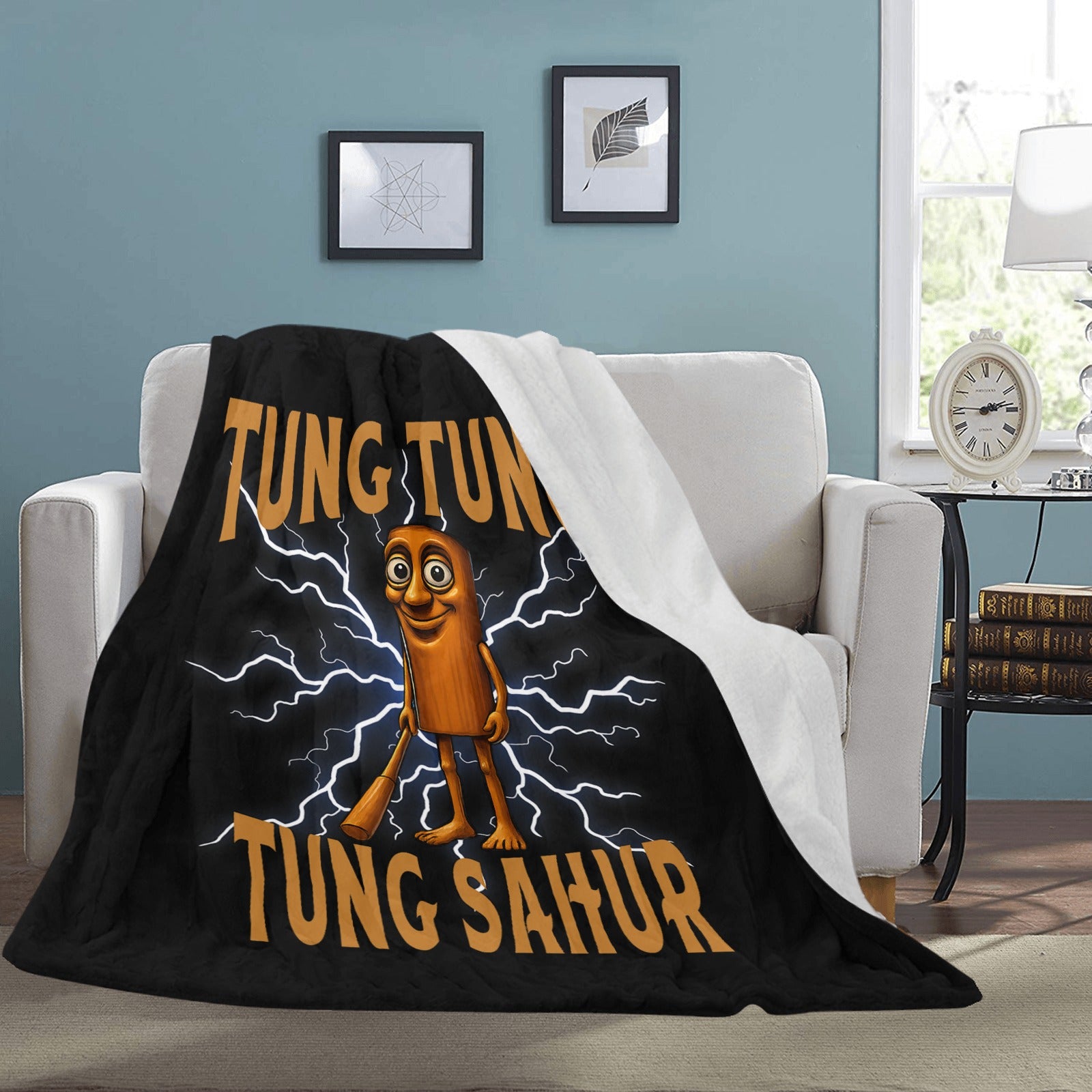 Ultra-Soft Meme Blanket – Cozy Italian Brainrot Themed Fleece Throw, featuring Tung Tung Tung Sahur