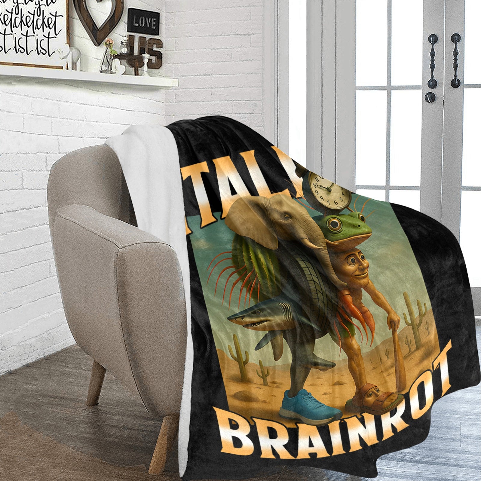Ultra-Soft Meme Blanket – Cozy Italian Brainrot Themed Fleece Throw, featuring La Grande Combinasion