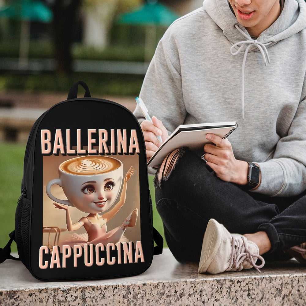 Italian Brainrot Backpack | Shoulder School Bag | Ballerina Cappuccina