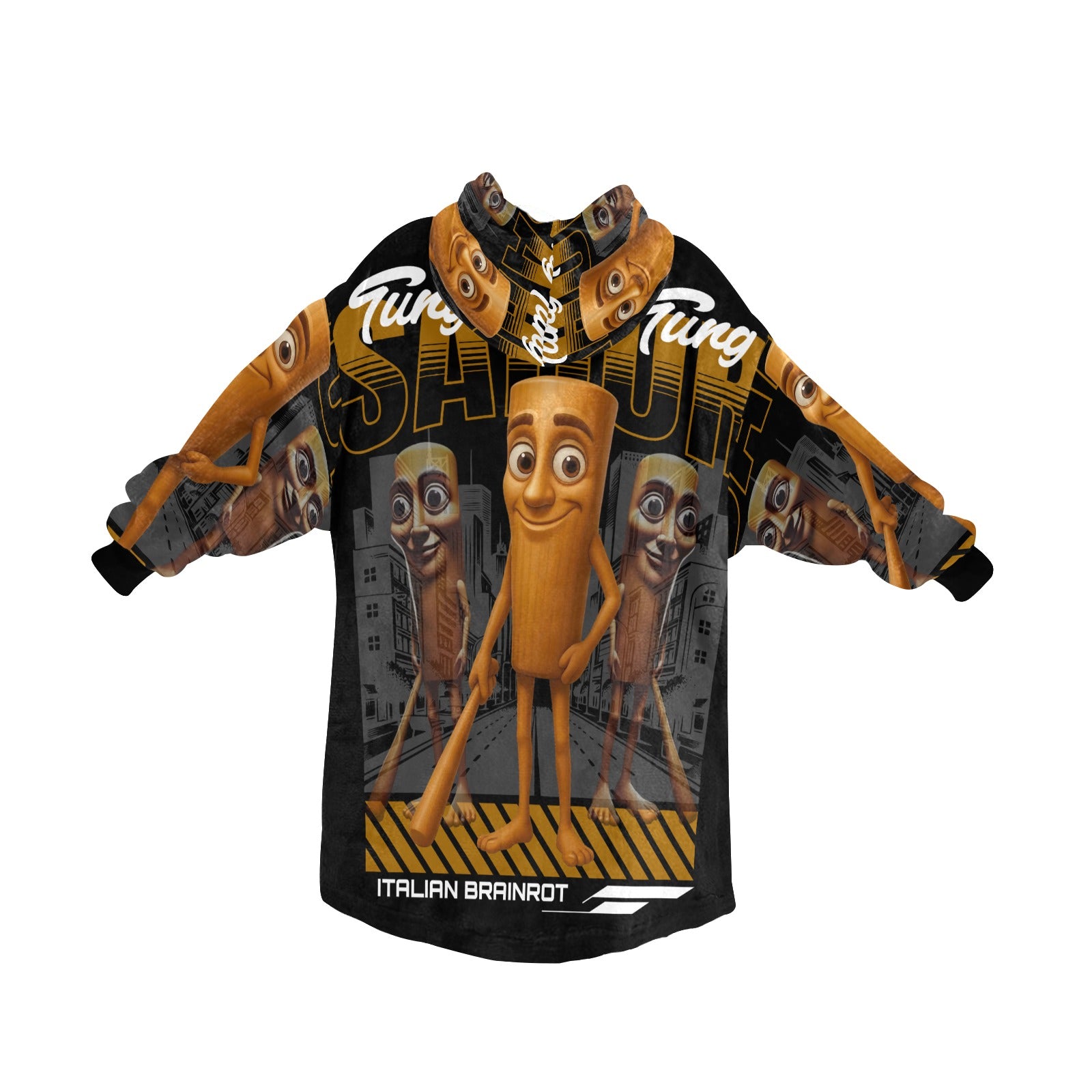 Kids Wearable Blanket | Italian Brainrot, featuring Tung Tung Tung Sahur