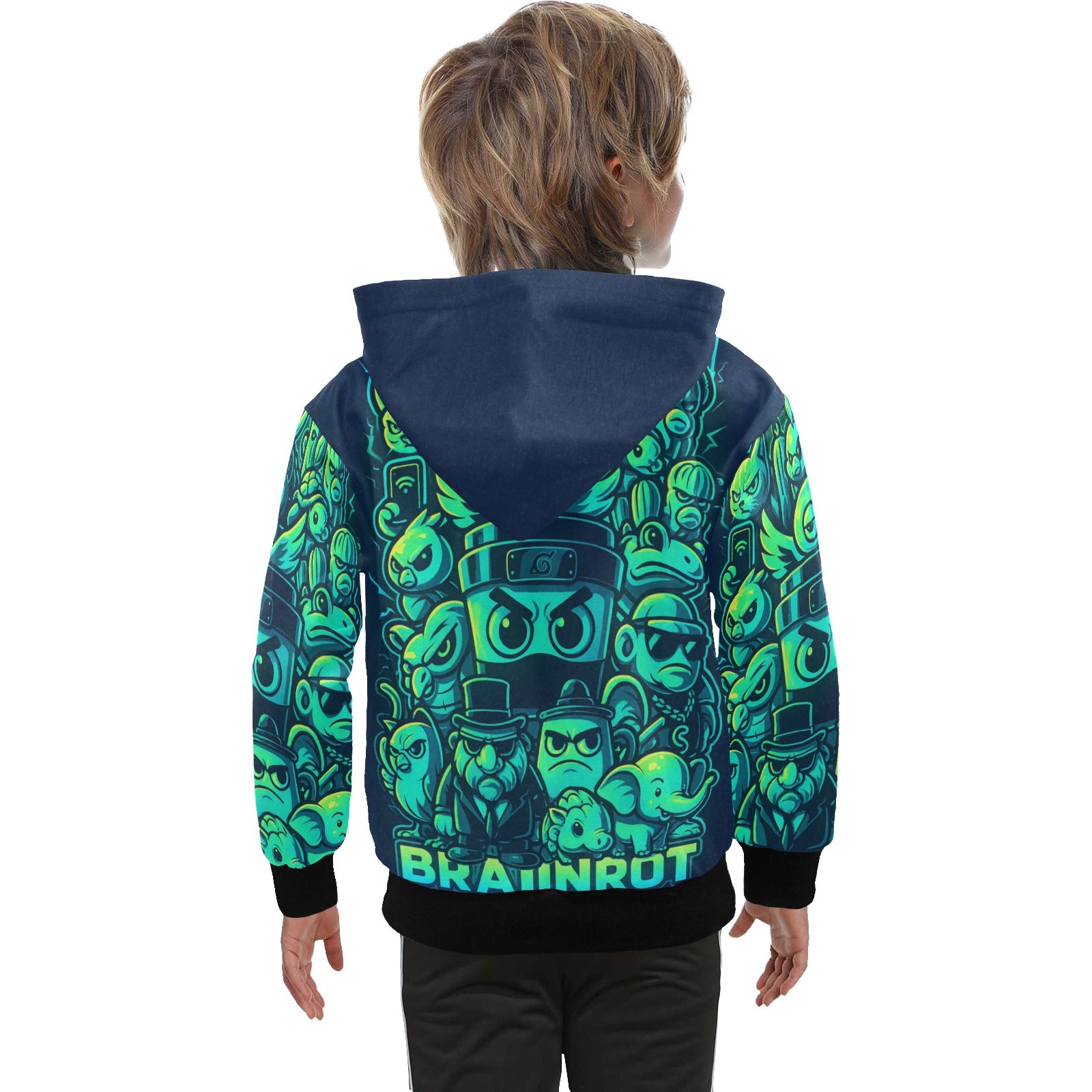 Italian Brainrot Big Boys’ Zip-Up Hoodie | Trendy Street Core Zip Hoodie for Kids | Youth Graphic Hoodie