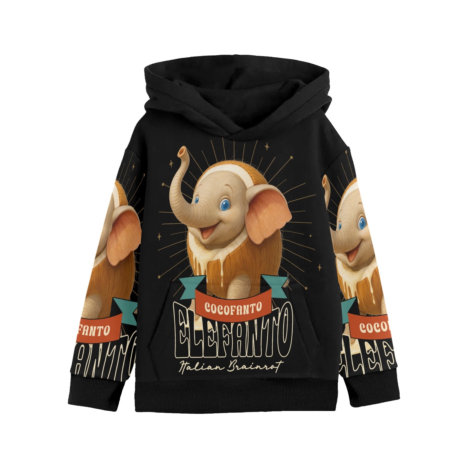 Youth Long Sleeve Hoodie | Italian Brainrot Design | Cocofanto Elefanto