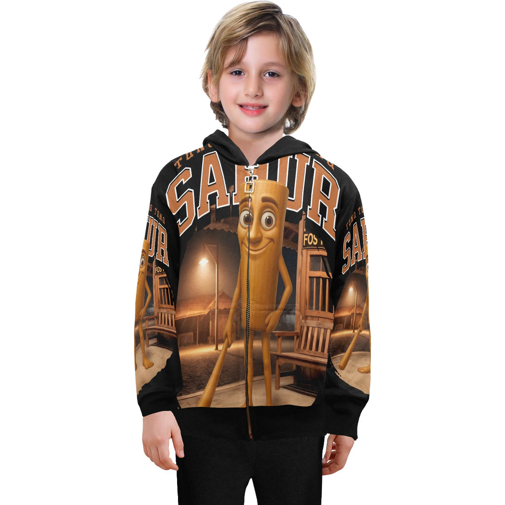 Italian Brainrot Big Boys’ Zip-Up Hoodie | Trendy Street Core Zip Hoodie for Kids | Youth Graphic Hoodie | Tung Tung Tung Sahur