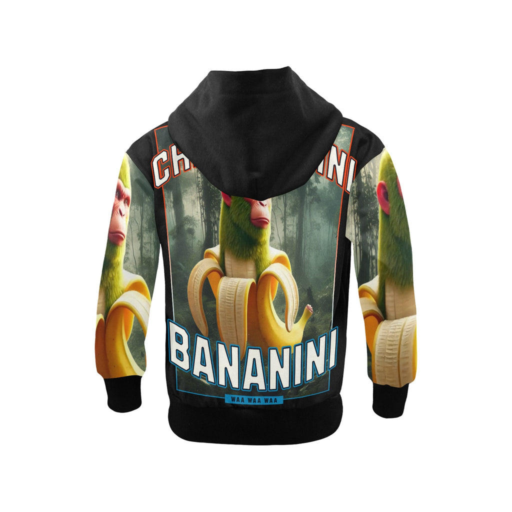 Italian Brainrot Big Boys’ Zip-Up Hoodie | Trendy Street Core Zip Hoodie for Kids | Youth Graphic Hoodie | Chimpanzini Bananini