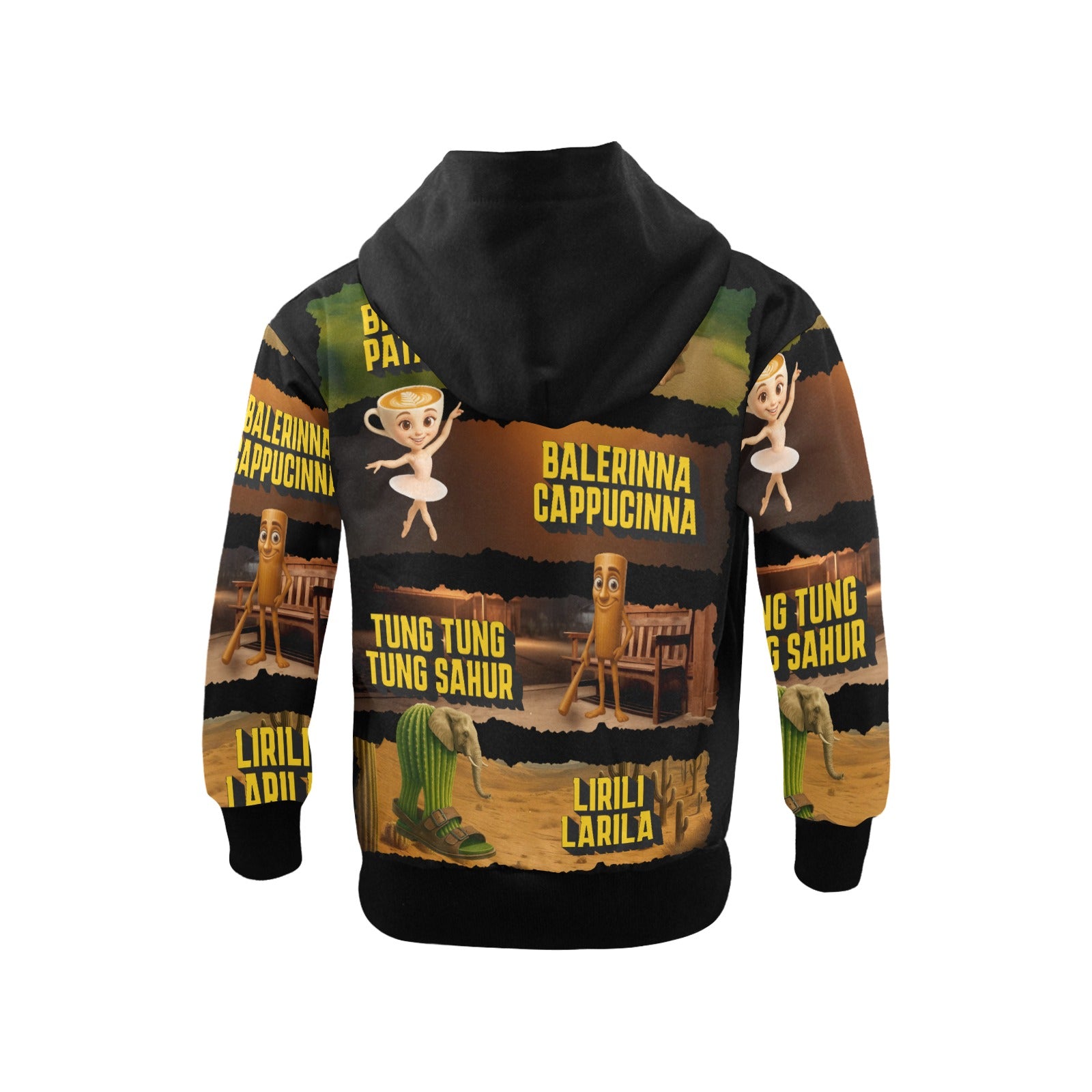 Italian Brainrot Big Boys’ Zip-Up Hoodie | Trendy Street Core Zip Hoodie for Kids | Youth Graphic Hoodie