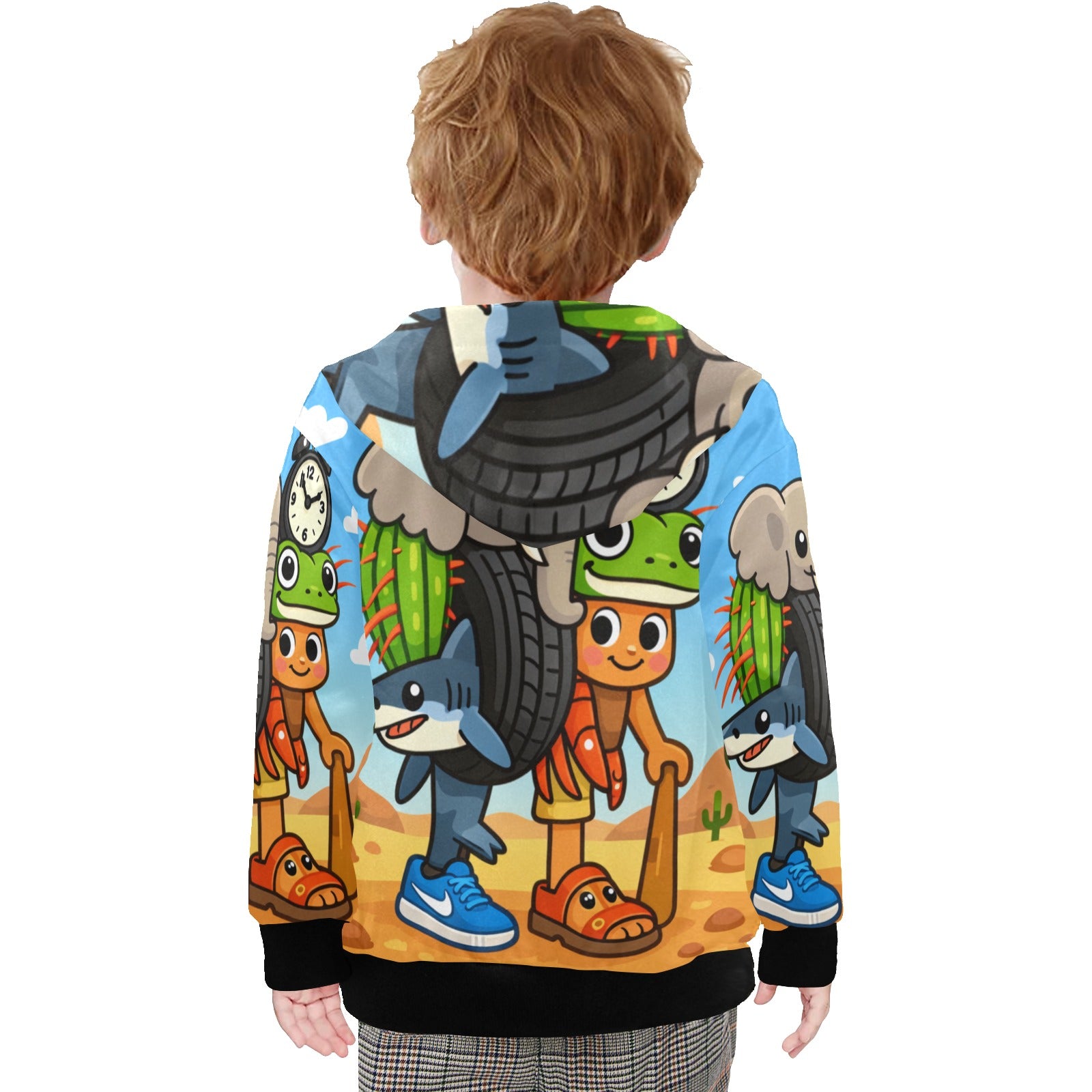 Little Boys Zip-Up Hoodie (Ages 2–7) | Cartoon Italian Brainrot, Cartoon La Grande Combinasion