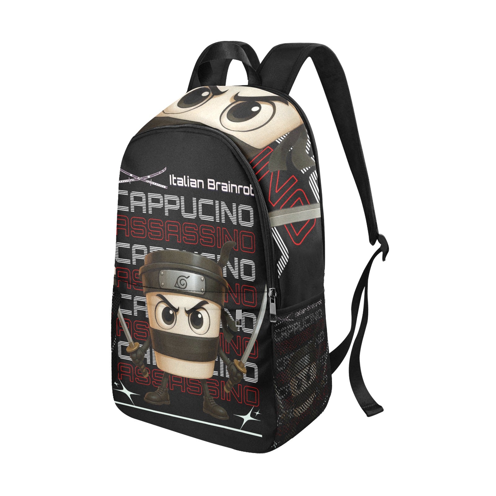Italian Brainrot Kids Backpack | Trendy Youth Streetcore, featuring Cappuccino Assassino