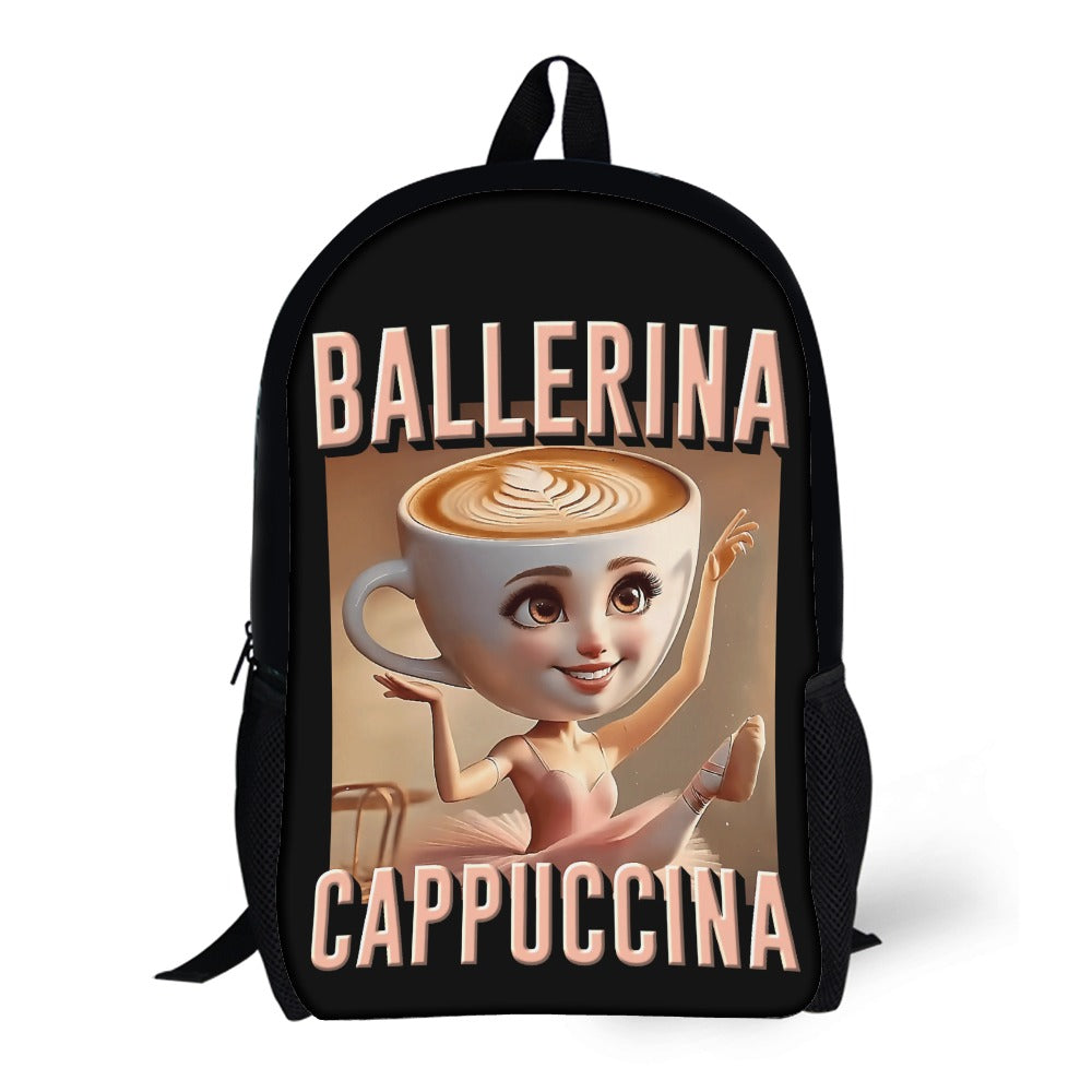 Italian Brainrot Backpack | Shoulder School Bag | Ballerina Cappuccina