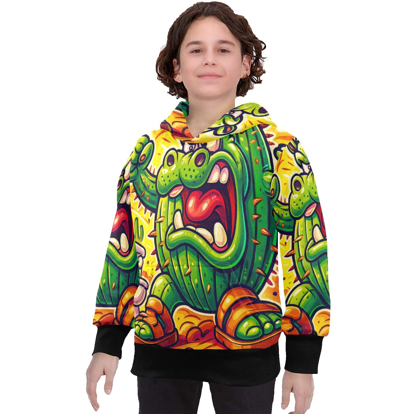 Youth Long Sleeve Hoodie | Italian Brainrot Design | Il Cacto Hipopotamo