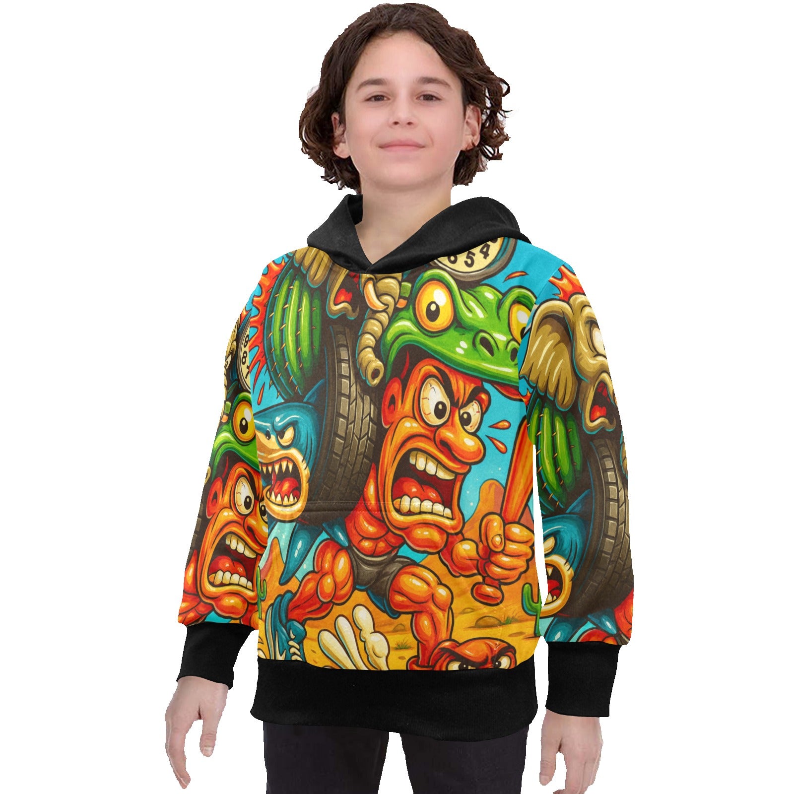 Youth Long Sleeve Hoodie | Italian Brainrot Design | Chaotic La Grande Combinasion