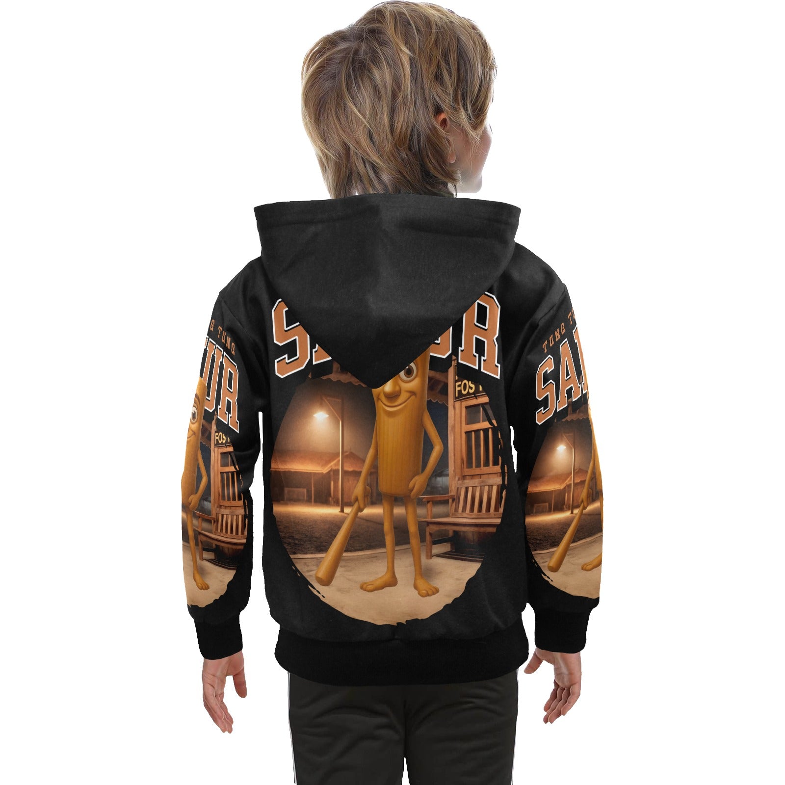 Italian Brainrot Big Boys’ Zip-Up Hoodie | Trendy Street Core Zip Hoodie for Kids | Youth Graphic Hoodie | Tung Tung Tung Sahur