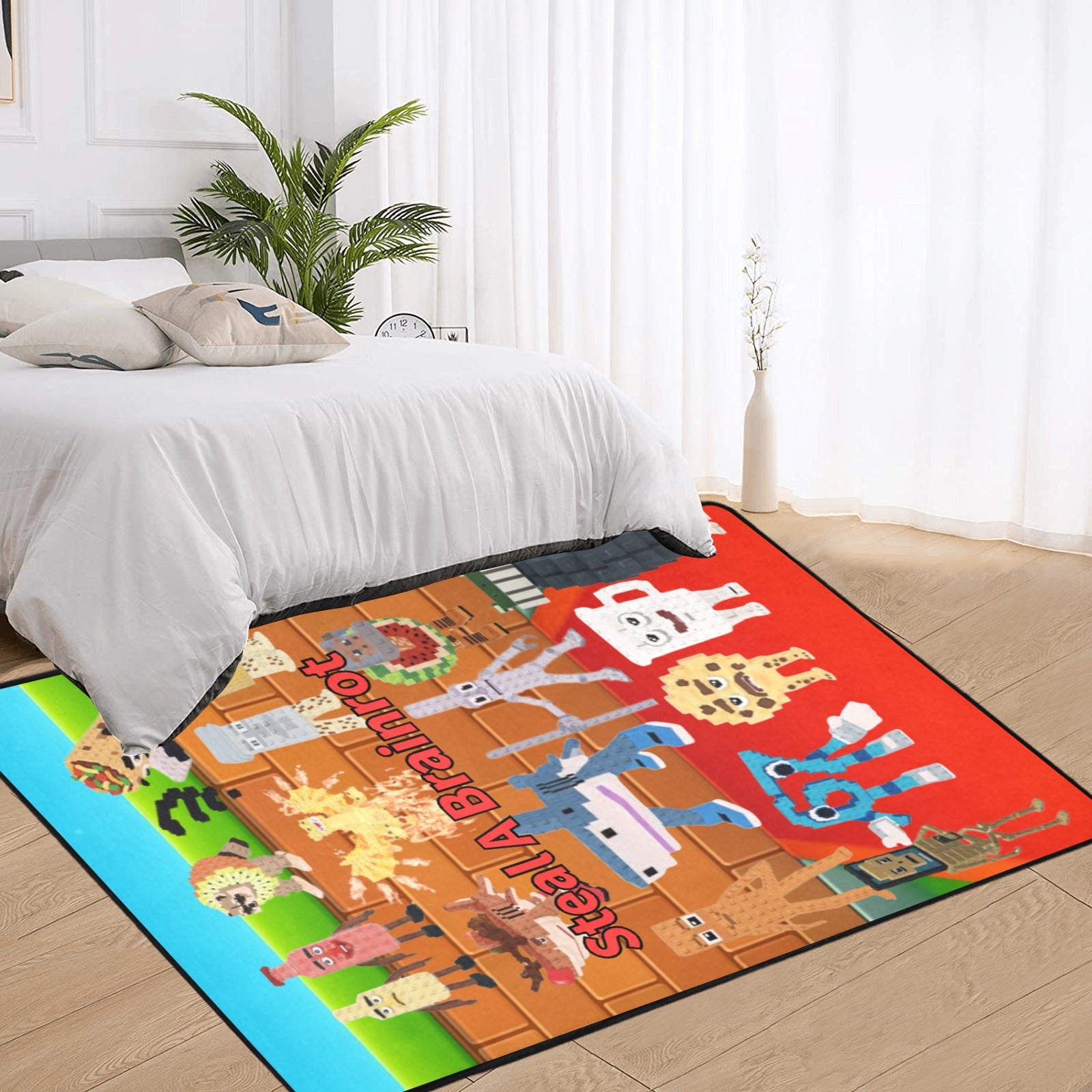 Gaming Room Area Rug | Steal A Brainrot | Roblox Game Themed | Youth Gamer Bedroom Mat