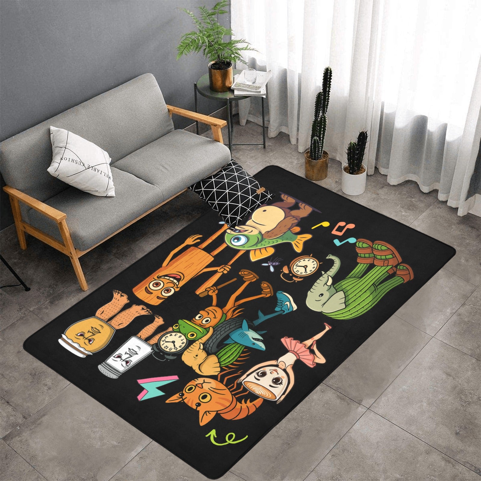 Gaming Room Area Rug | Cartoon Italian Brainrot Themed | Kids Gamer Bedroom Mat